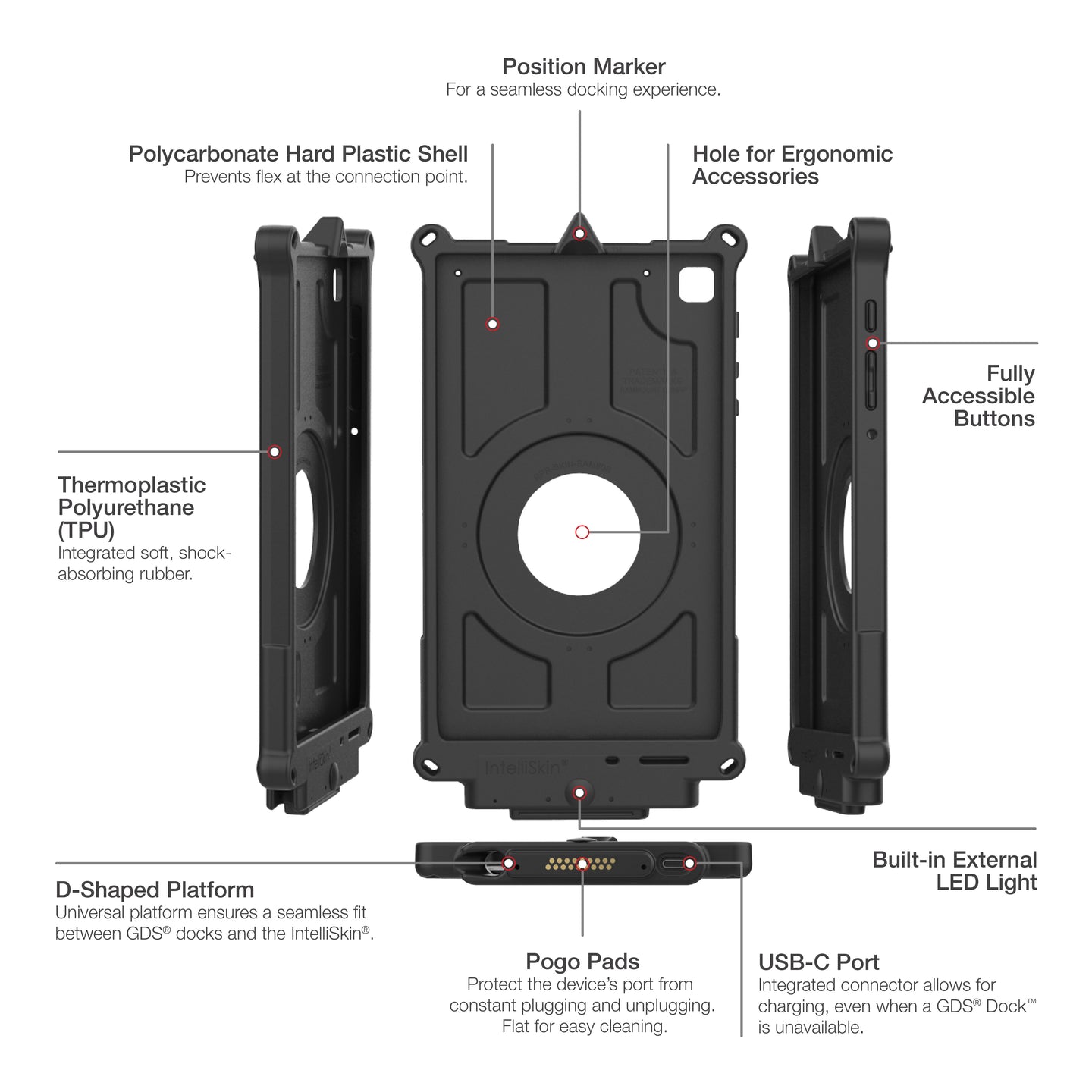 IntelliSkin® Next Gen with LED Light for Samsung Tab A7 Lite 8.7” (RAM-GDS-SKIN-SAM80-NG-LED)