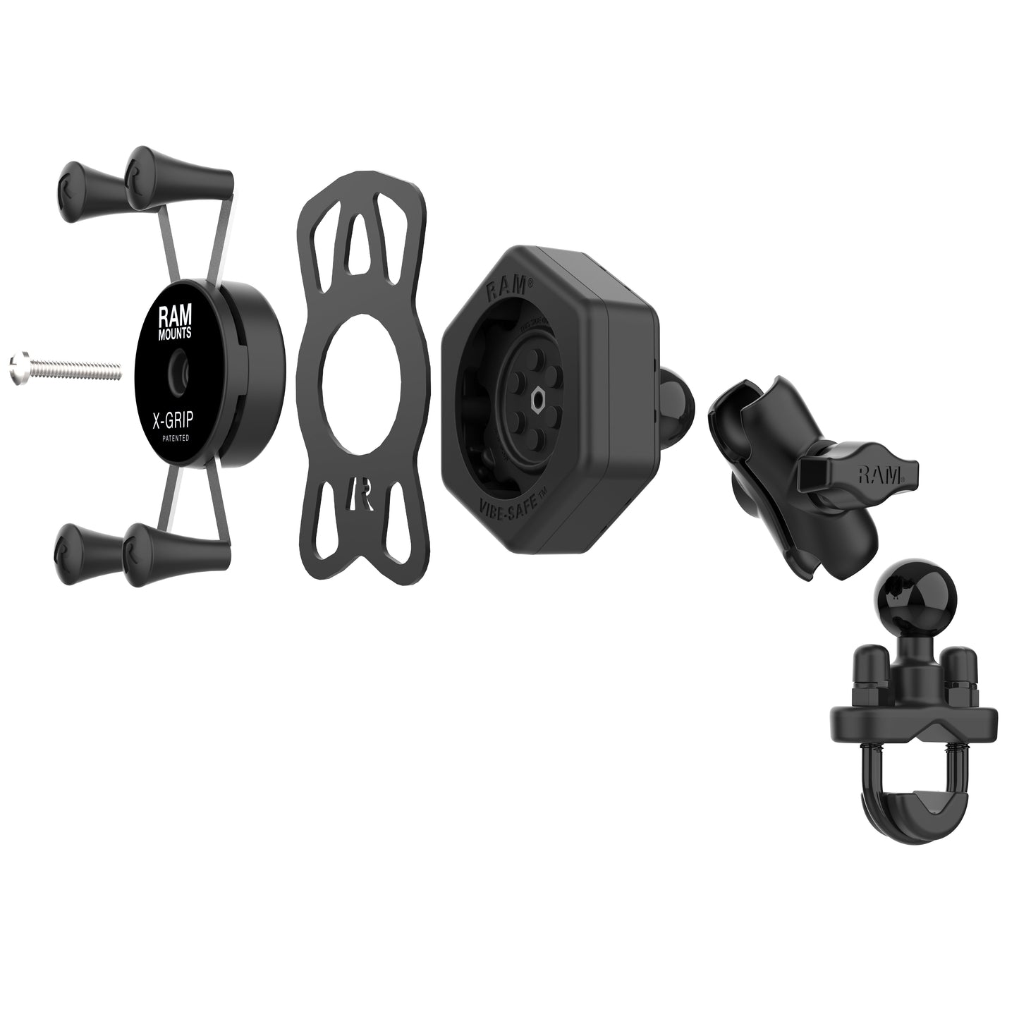 RAM® X-Grip® Phone Mount with Vibe-Safe™ & U-Bolt Base - Short (RAM-B-149Z-A-UN7-462)