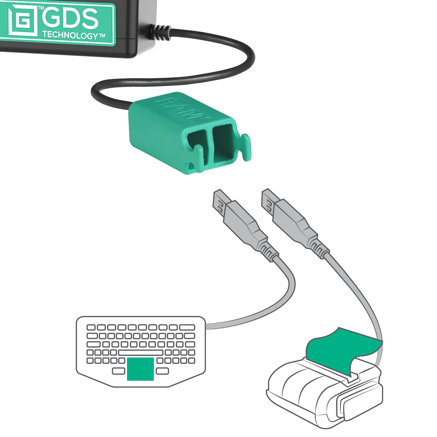 Locking GDS® Tough-Dock™ + Dual USB-A for Samsung Tab A9+ (RAM-GDS-DOCKL-SAM88CD2U)