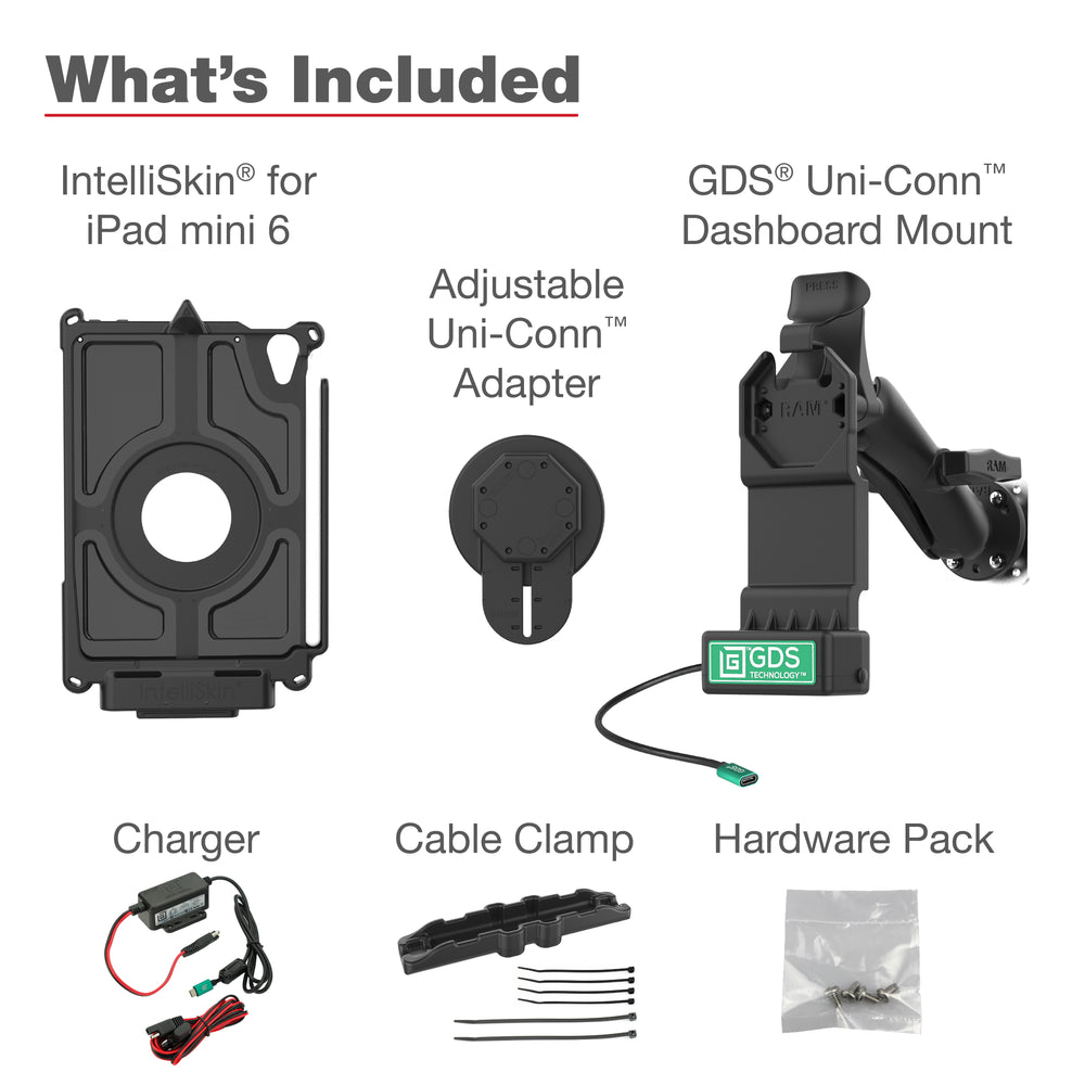 GDS® Uni-Conn™ Vehicle Bundle for Apple iPad Mini (A17 Pro) & Mini 6 (RAM-GDS-U1-AP36-KIT1)