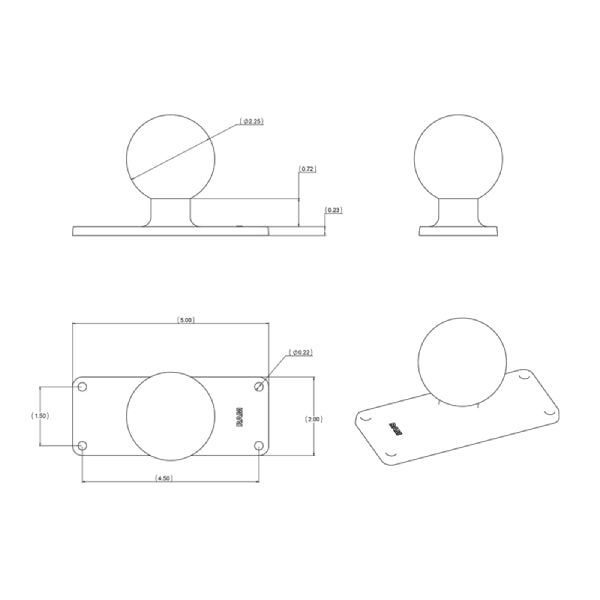 RAM® Ball Base with 1.5" x 4.5" 4-Hole Pattern (RAM-D-202U-25)