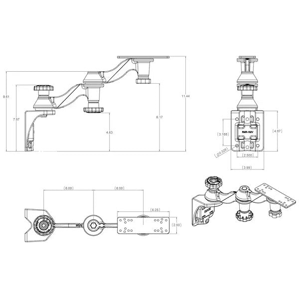 RAM-109V-1U RAM Vertical 12" Swing Arm Mount for Fishfinders & Plotters-image-3