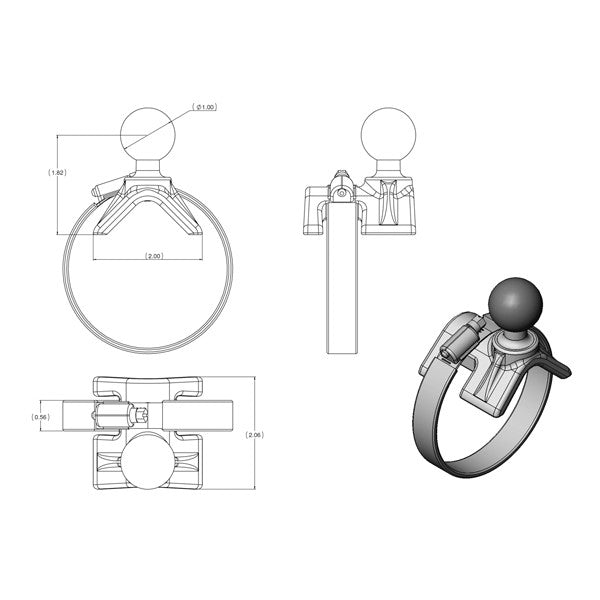 RAM V Shape Base for Rails & Yokes (RAM-B-108BU) - Image3