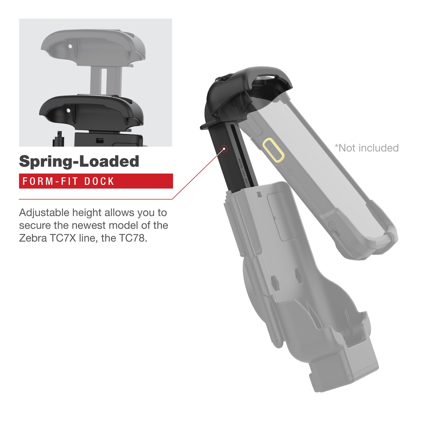 RAM® Key-Locking Form-Fit Powered Dock for Zebra TC73 & TC78 (RAM-HOL-ZE17L-1U)