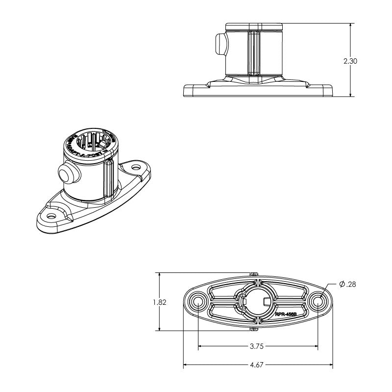 RAM® Universal Adapt-A-Post™ 2-Hole Drill-Down Base (RAP-AAPUDTU )