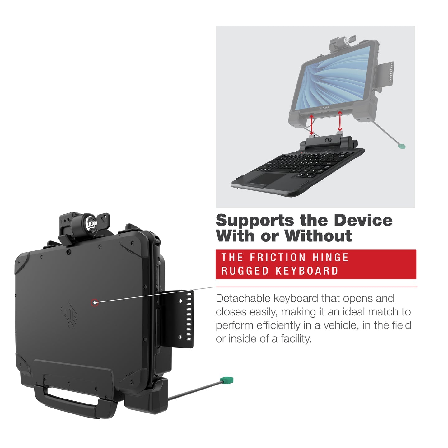 RAM® Power + Data Locking Dock for Zebra ET8x 2-in-1 Tablet (RAM-HOL-ZE22PDLU)