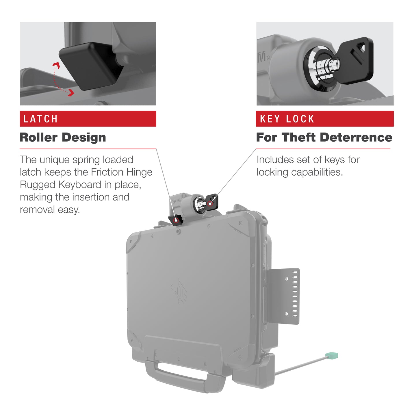 RAM® Power + Data Locking Dock for Zebra ET8x 2-in-1 Tablet (RAM-HOL-ZE22PDLU)