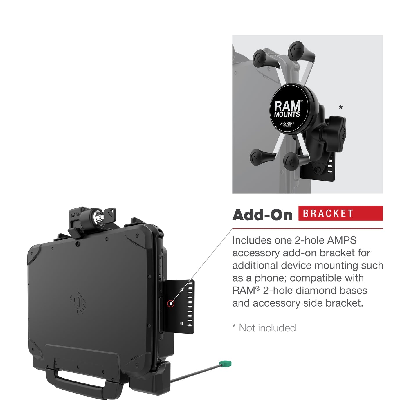 RAM® Power + Data Locking Dock for Zebra ET8x 2-in-1 Tablet (RAM-HOL-ZE22PDLU)