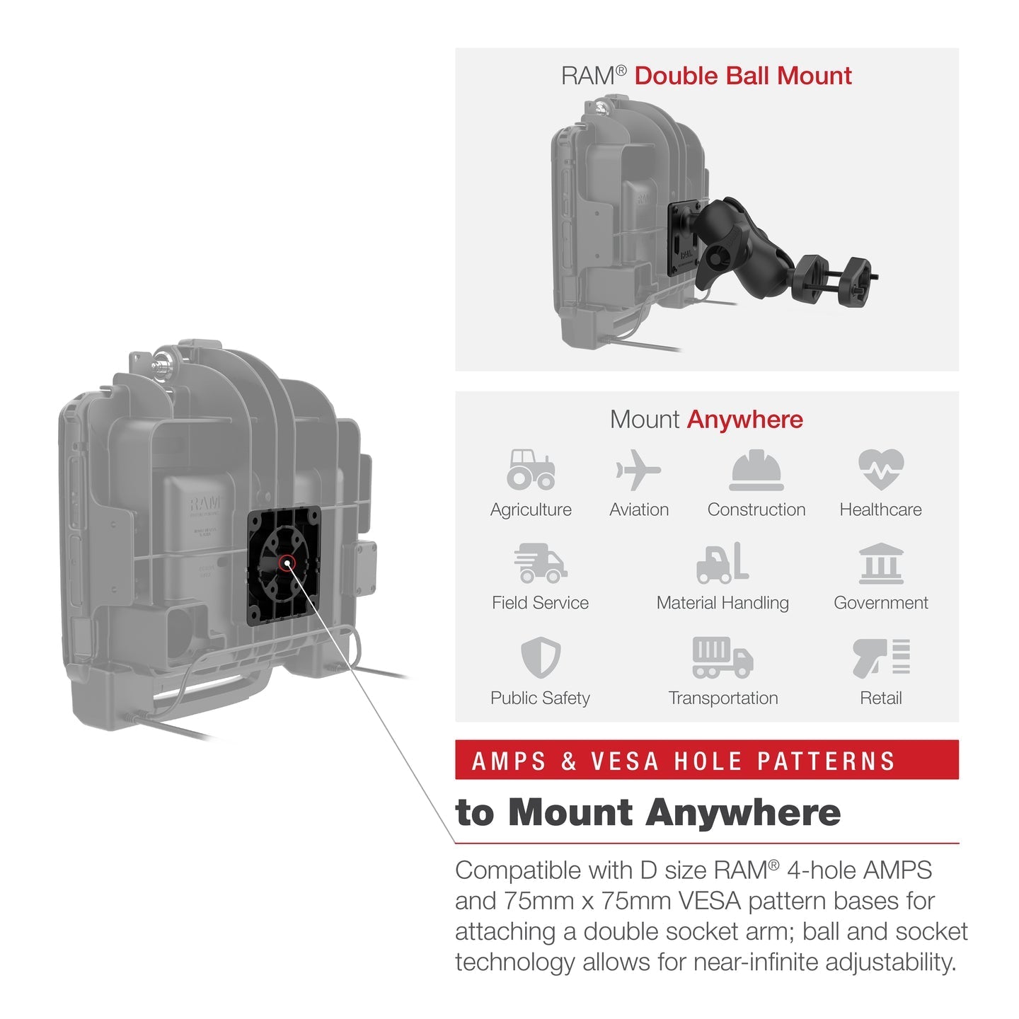 RAM® Power + Data Locking Dock for Zebra ET8x 2-in-1 Tablet (RAM-HOL-ZE22PDLU)
