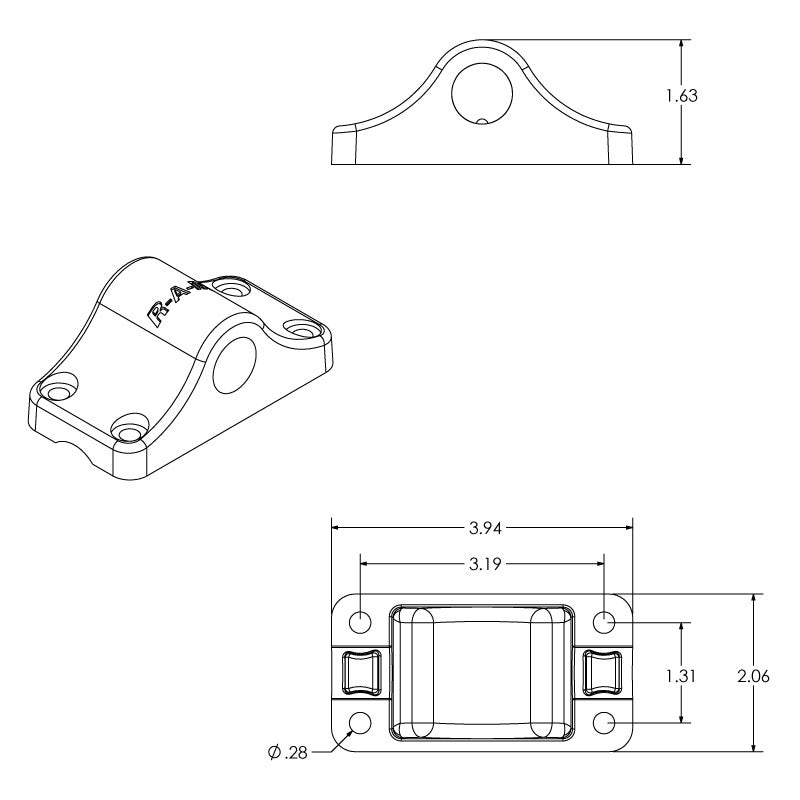 RAM ROD® Bulkhead Spline Post Base (RAM-114BMU)