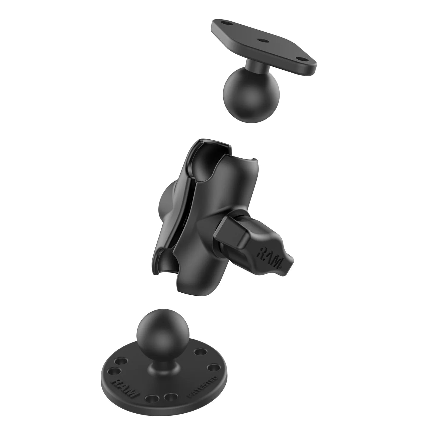 RAM 1" Ball Mount with Short Double Socket Arm 2.5" Round Base & Diamond Base (RAM-B-138U-A)