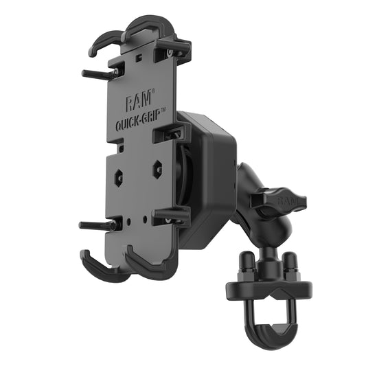 RAM® Quick-Grip™ XL Phone Mount with Vibe-Safe™ & U-Bolt Base - Short (RAM-B-149Z-A-PD4-462)