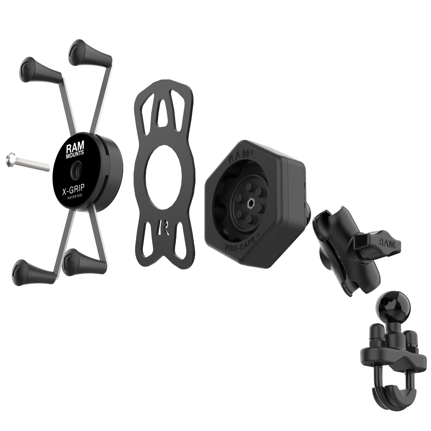 RAM® X-Grip® Large Phone Mount with Vibe-Safe™ & U-Bolt Base - Short (RAM-B-149Z-A-UN10-462)