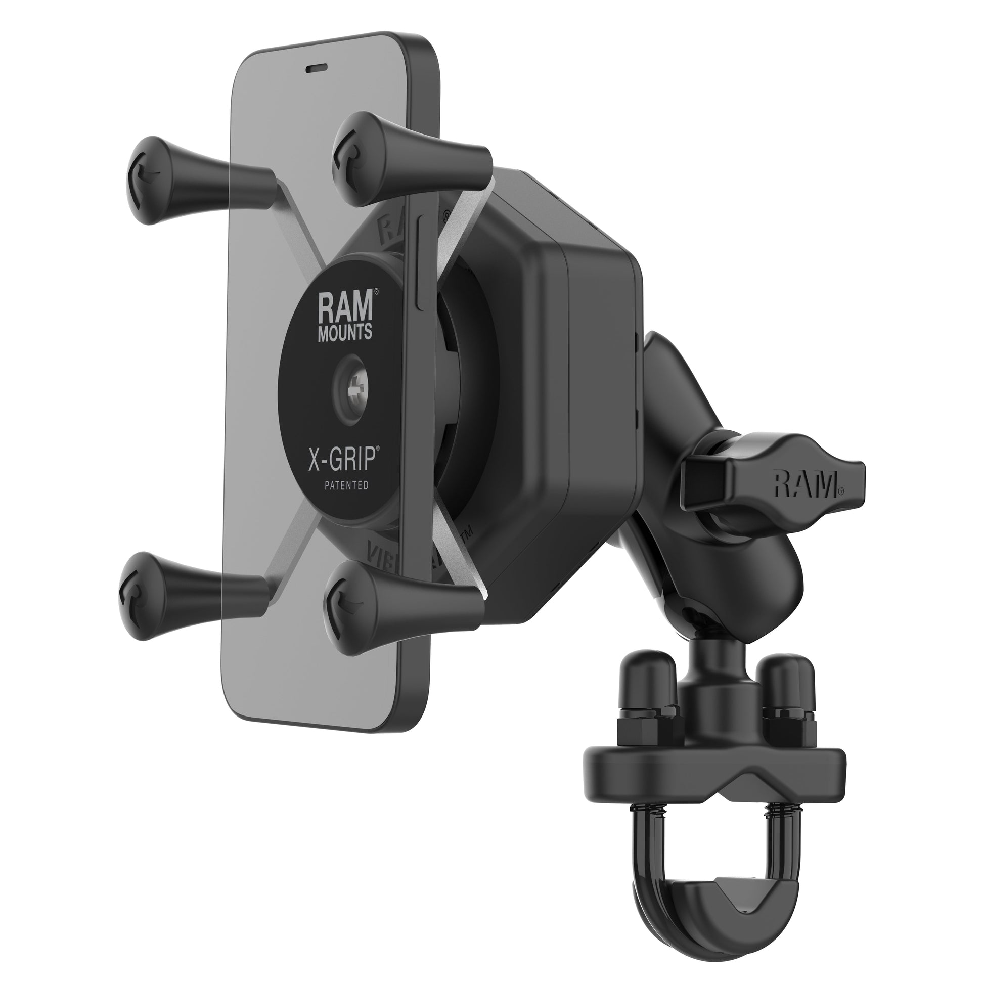 RAM® X-Grip® Phone Mount with Vibe-Safe™ & U-Bolt Base - Short (RAM-B-149Z-A-UN7-462)