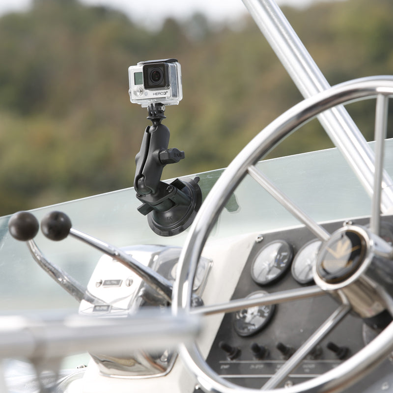 RAM® Twist-Lock™ Suction Cup Mount with Action Camera Adapter - Medium (RAM-B-166-GOP1U)