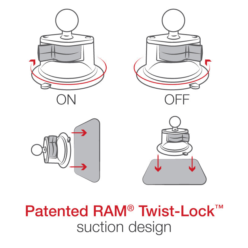 RAM® Twist-Lock™ Suction Cup Mount with Action Camera Adapter - Medium (RAM-B-166-GOP1U)