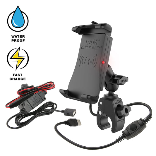 RAM® Quick-Grip™ 15W Waterproof Wireless Charging Mount with Tough-Claw™ (RAM-B-400-A-UN14W-V7M-1)