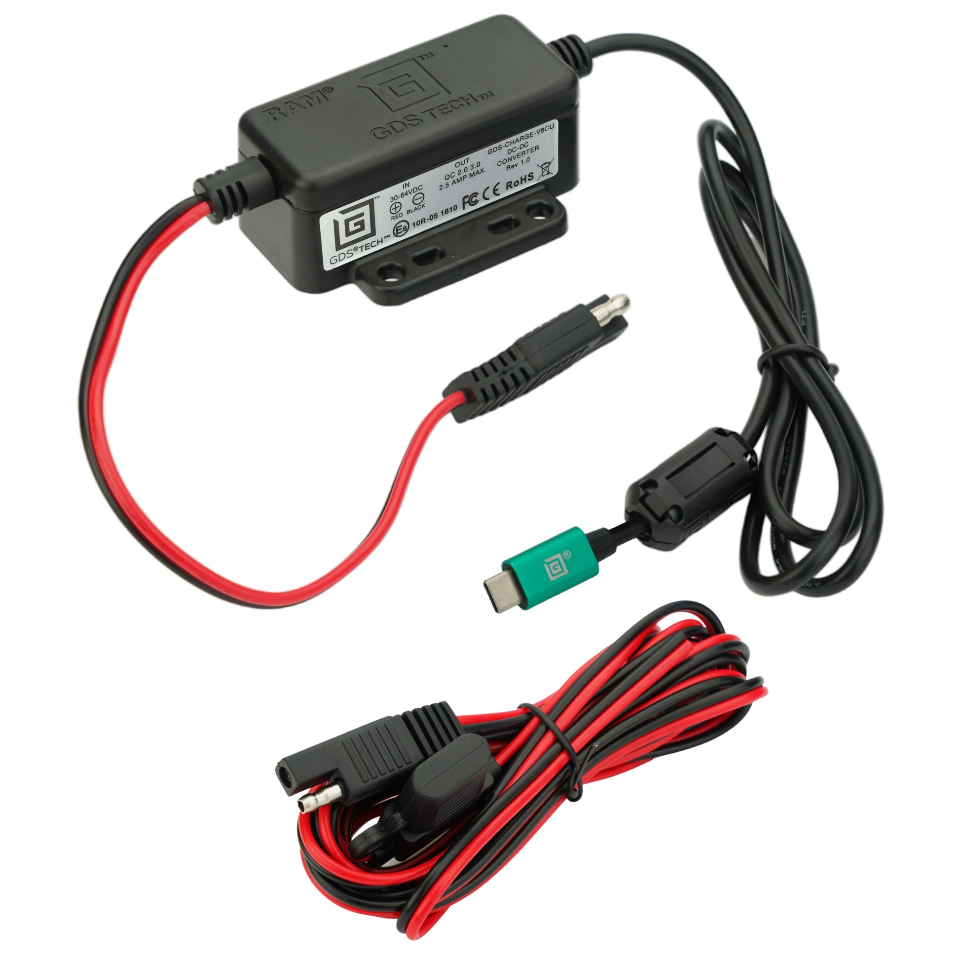 GDS® Modular 30-64V Hardwire Charger with Male USB Type-C (RAM-GDS-CHARGE-V8CU)