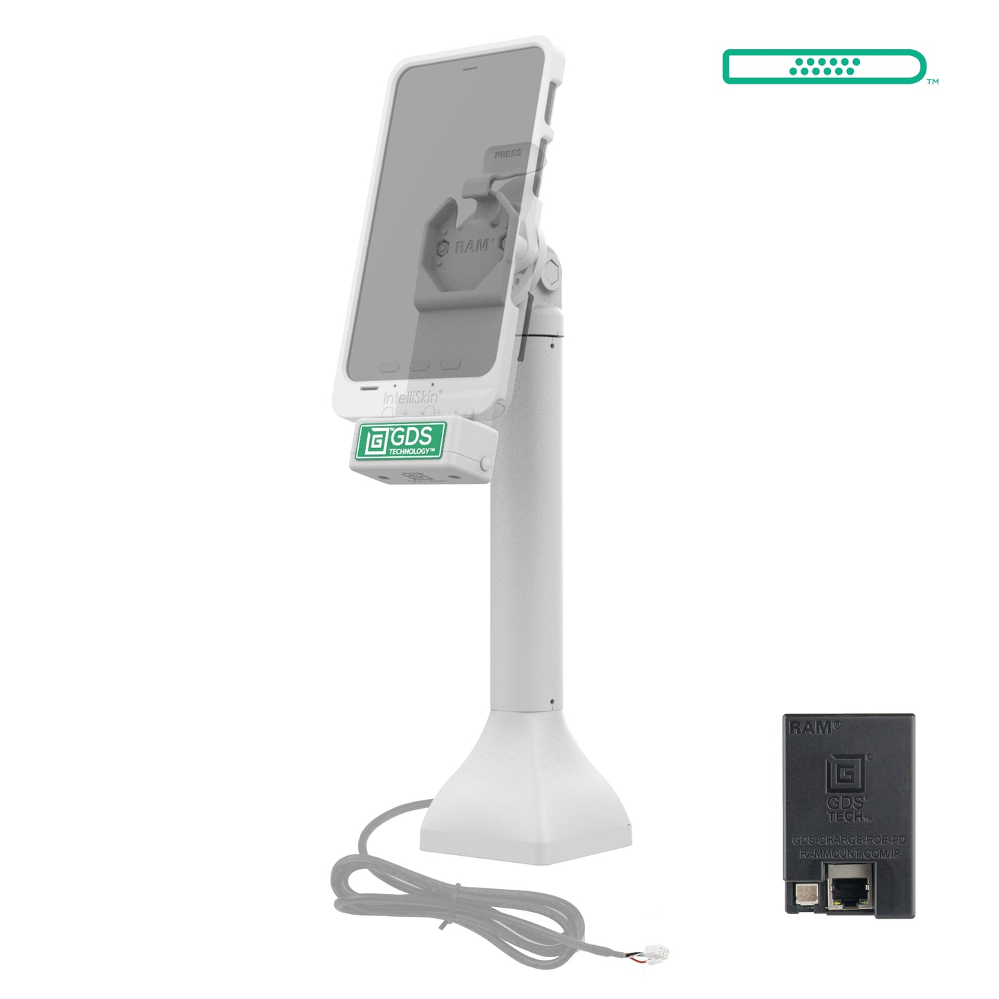 GDS® Uni-Conn™ 14" Pedestal Dock with PoE - Gray (RAM-GDS-DOCK-D11-14-U1E-GRY)