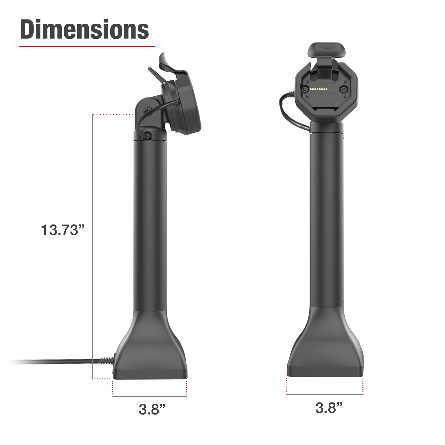 GDS® Uni-Conn™ Powered 14" Pedestal Dock with USB-C (RAM-GDS-DOCK-D11-14-U3C)