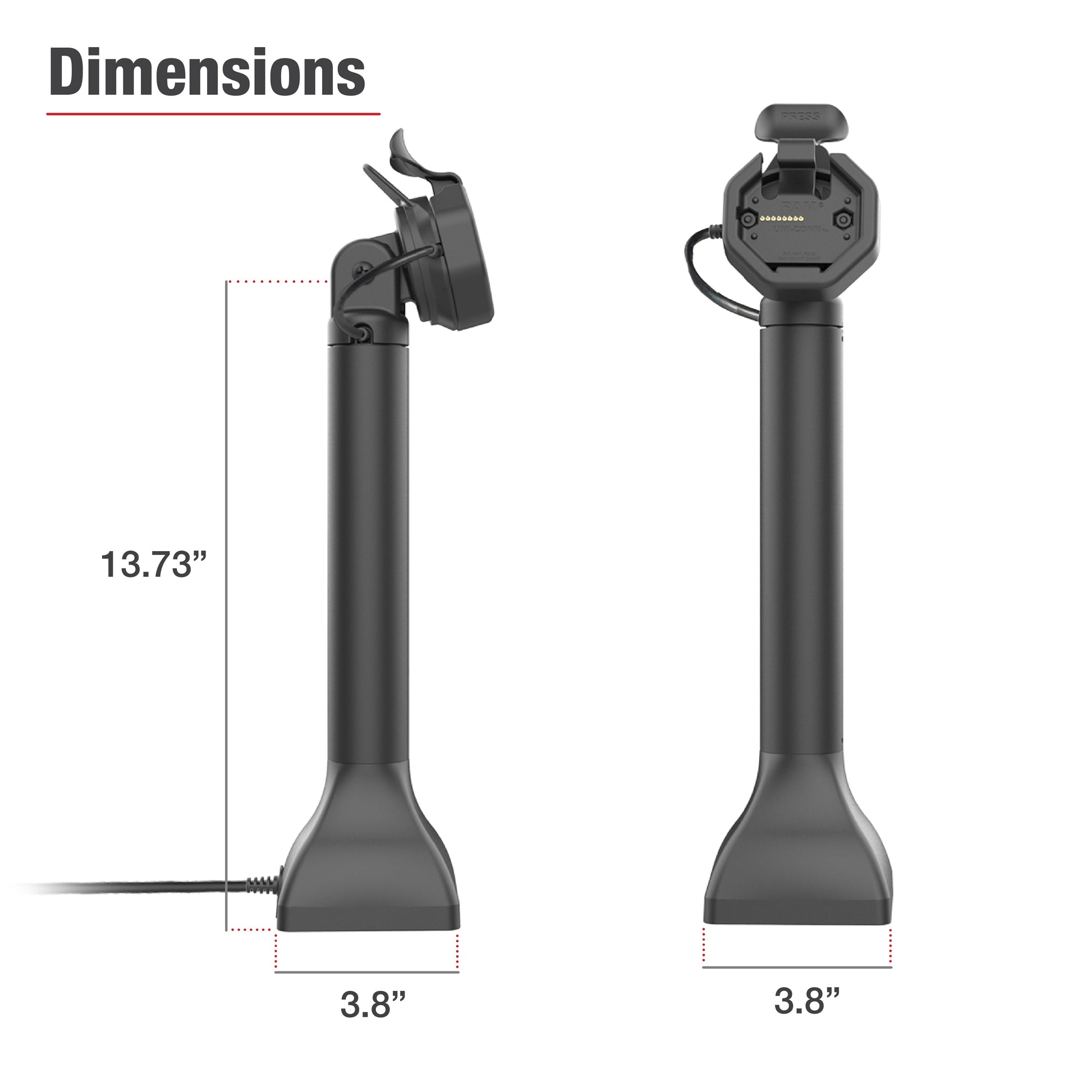 GDS® Uni-Conn™ Powered 14" Pedestal Dock with USB-C (RAM-GDS-DOCK-D11-14-U3C)