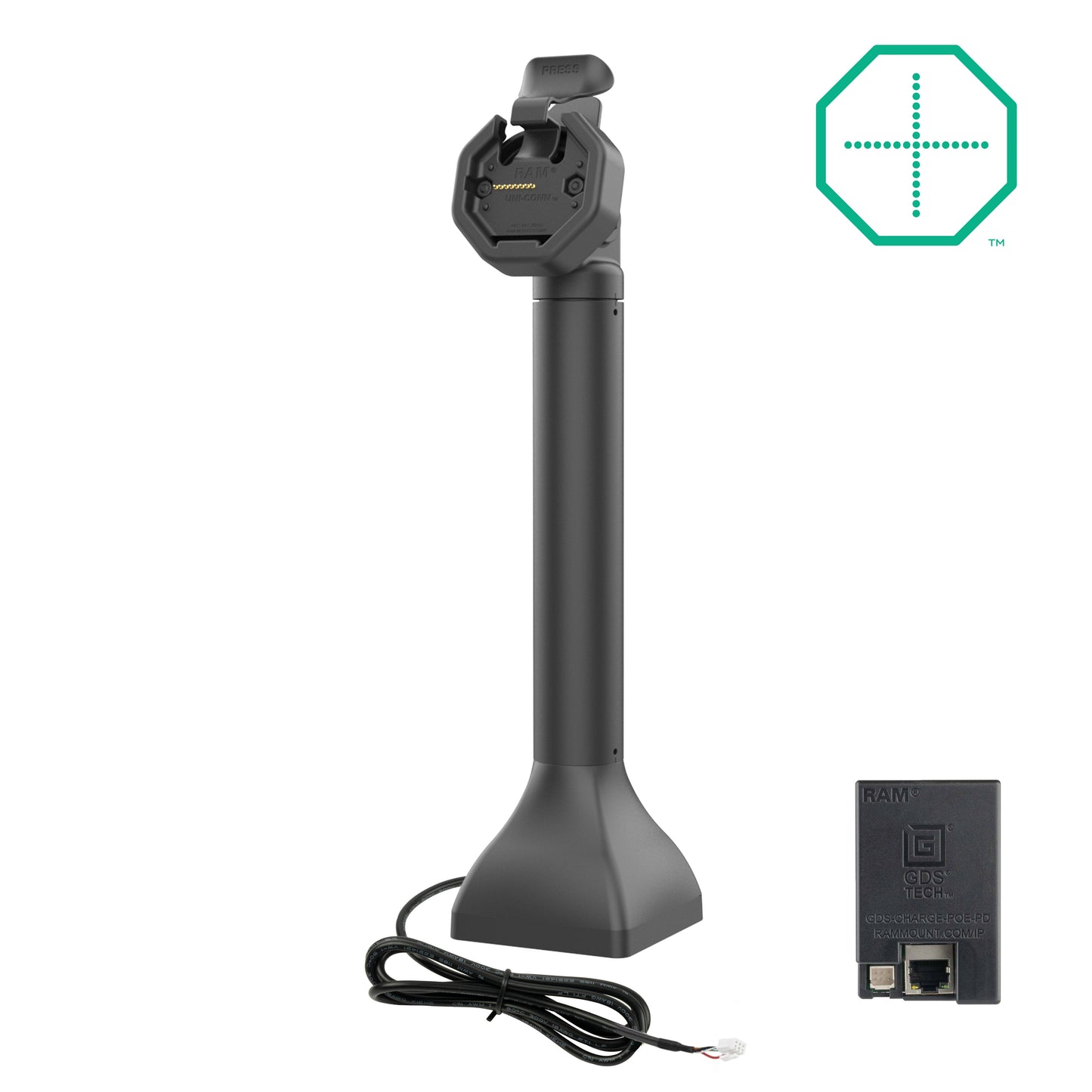 GDS® Uni-Conn™ Powered 14" Pedestal Dock with PoE (RAM-GDS-DOCK-D11-14-U3E)