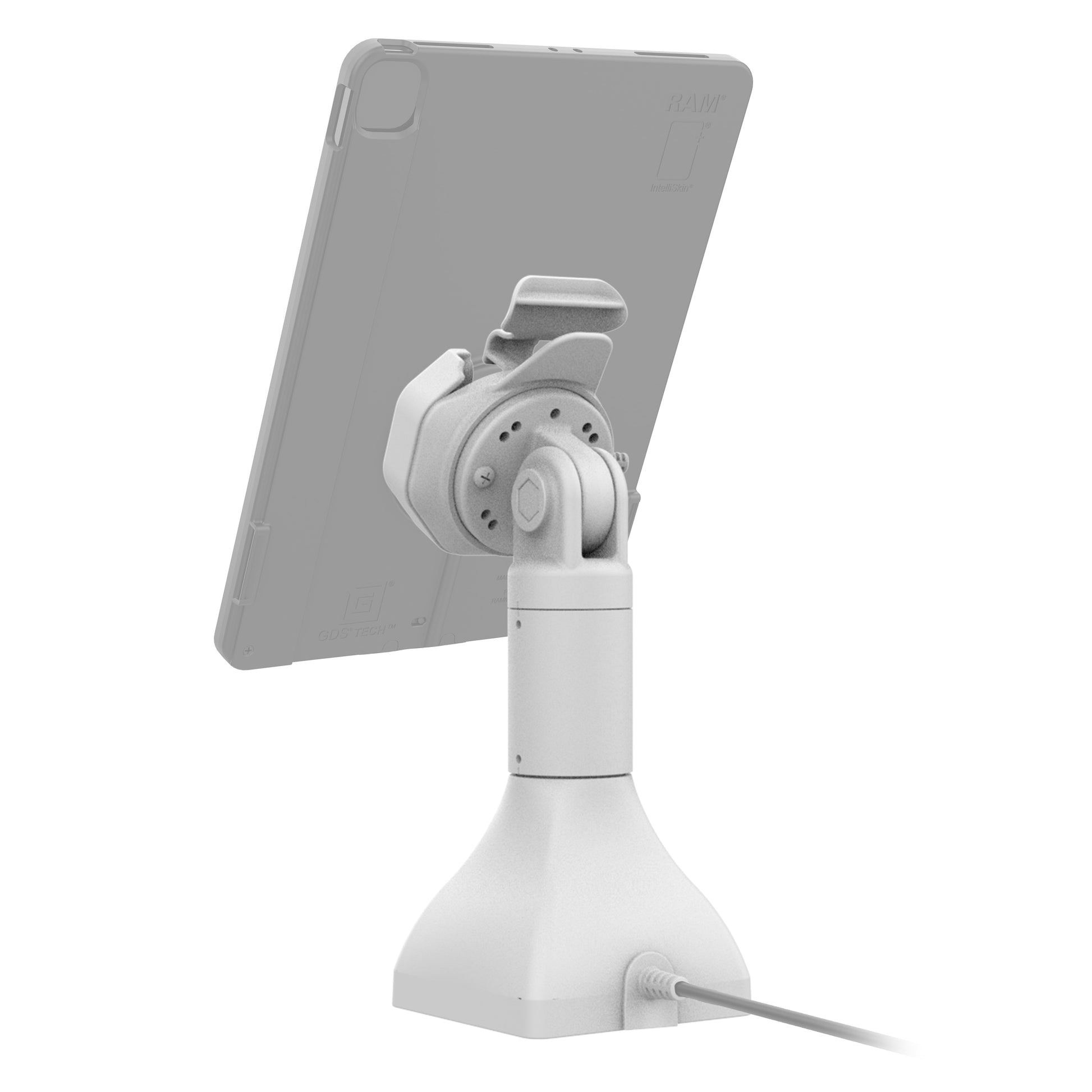 GDS® Uni-Conn™ Powered 7" Pedestal Dock with PoE - Gray (RAM-GDS-DOCK-D11-7-U3E-GRY)