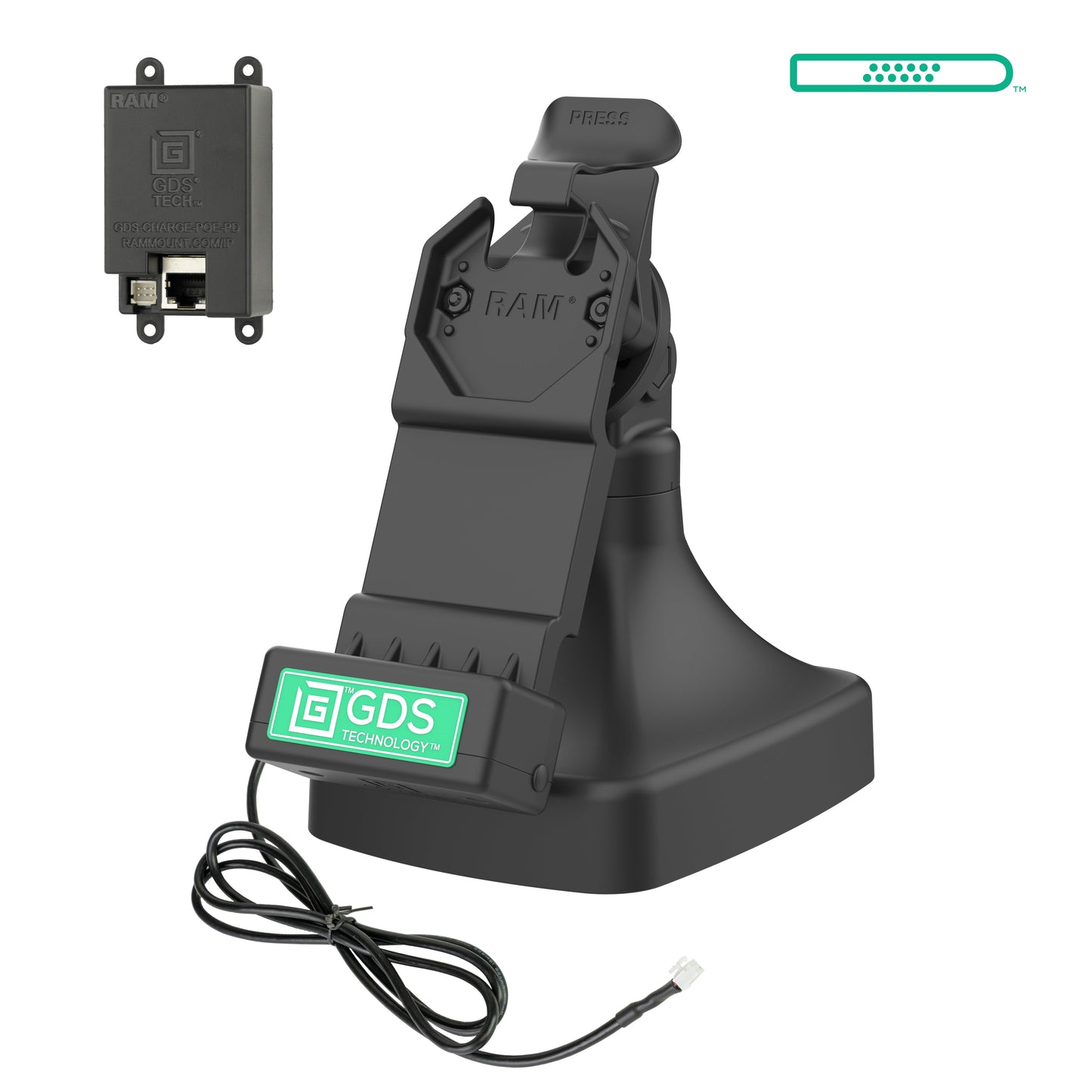 GDS® Uni-Conn™ Tilt & Swivel Dock with PoE (RAM-GDS-DOCK-D14-U1E)
