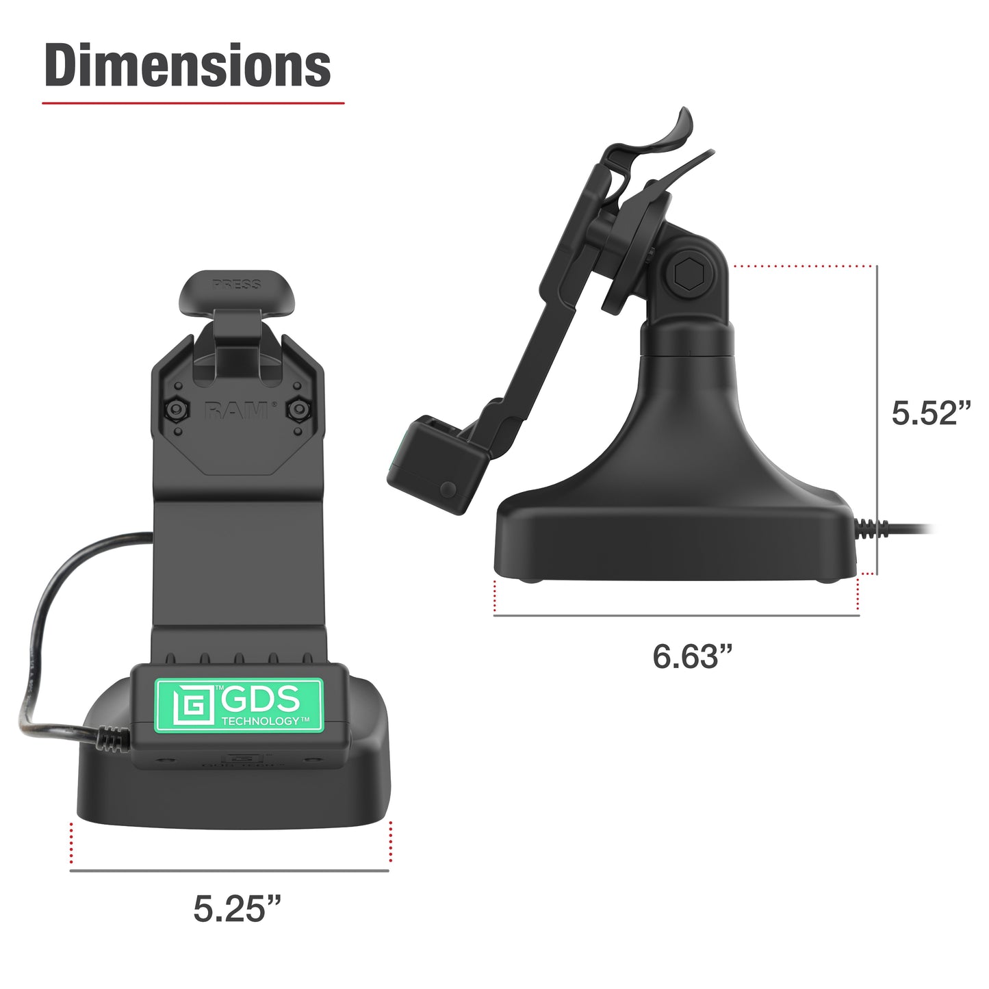 GDS® Uni-Conn™ Tilt & Swivel Dock with PoE (RAM-GDS-DOCK-D14-U1E)