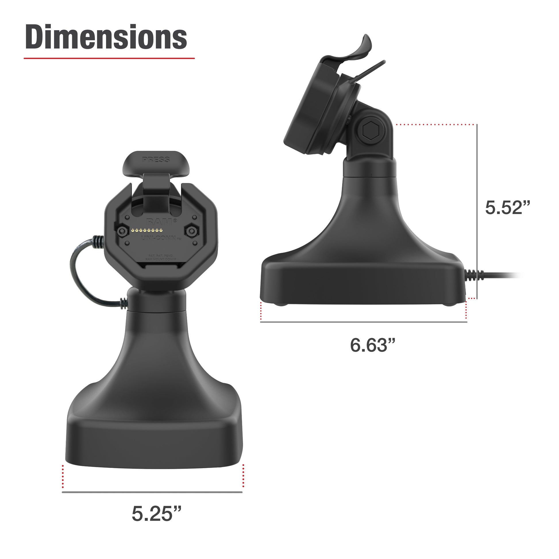 GDS® Uni-Conn™ Powered Tilt & Swivel Dock with USB-C + Data (RAM-GDS-DOCK-D14-U3C-2A)