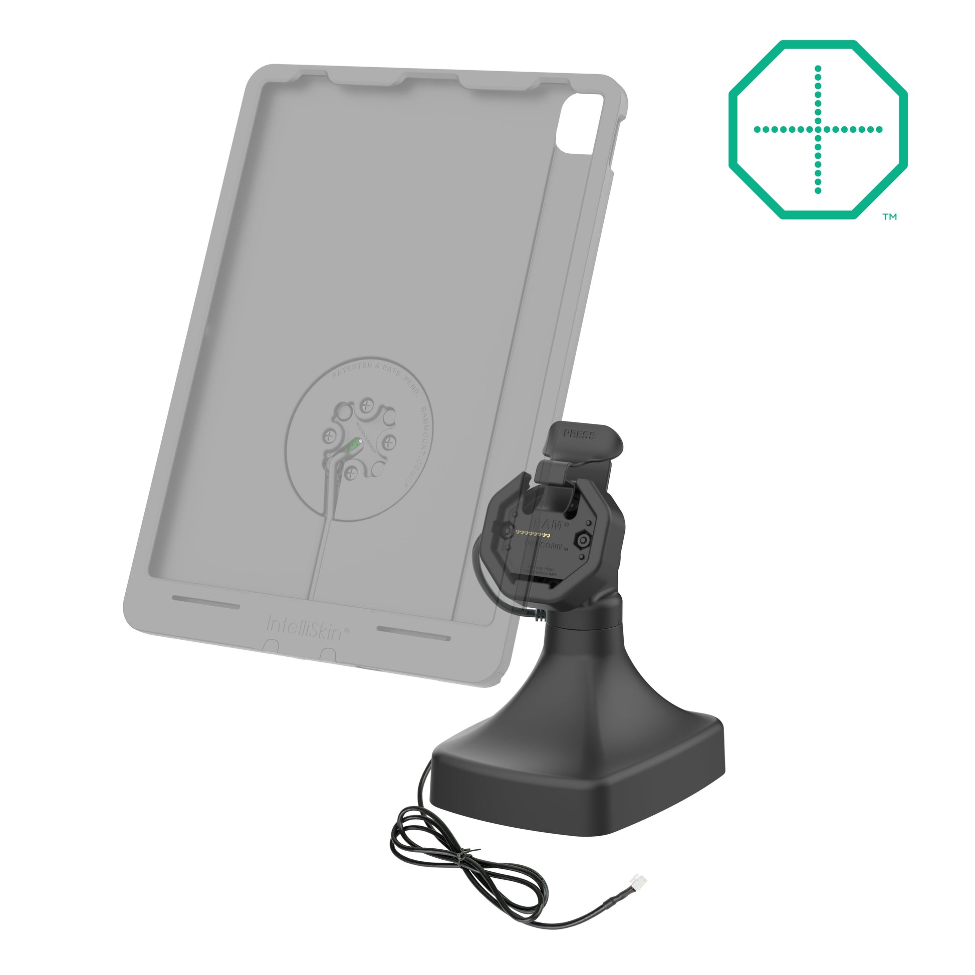 GDS® Uni-Conn™ Powered Tilt & Swivel Dock with PoE + Data (RAM-GDS-DOCK-D14-U3E-2A)