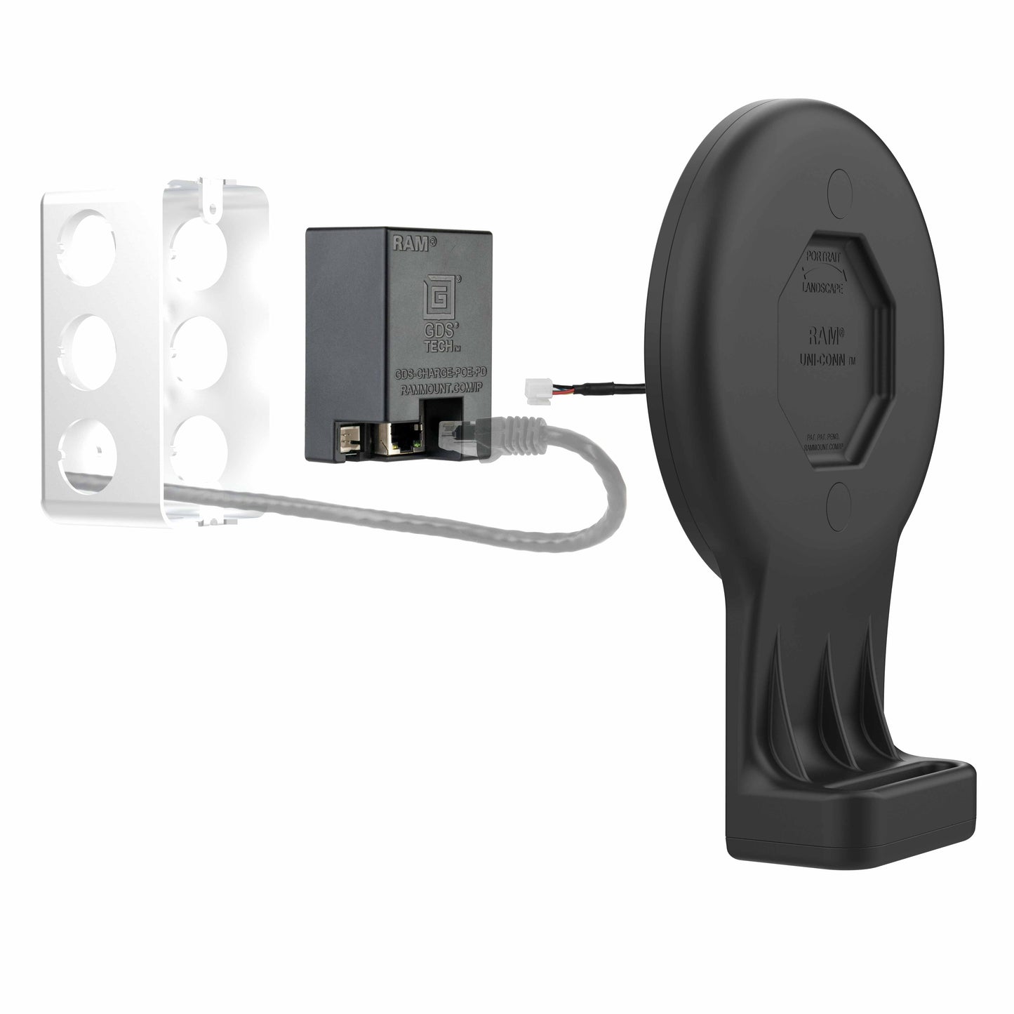 GDS® Uni-Conn™ Wall Dock with Magnetic Receiver & PoE (RAM-GDS-DOCK-W3-POE)