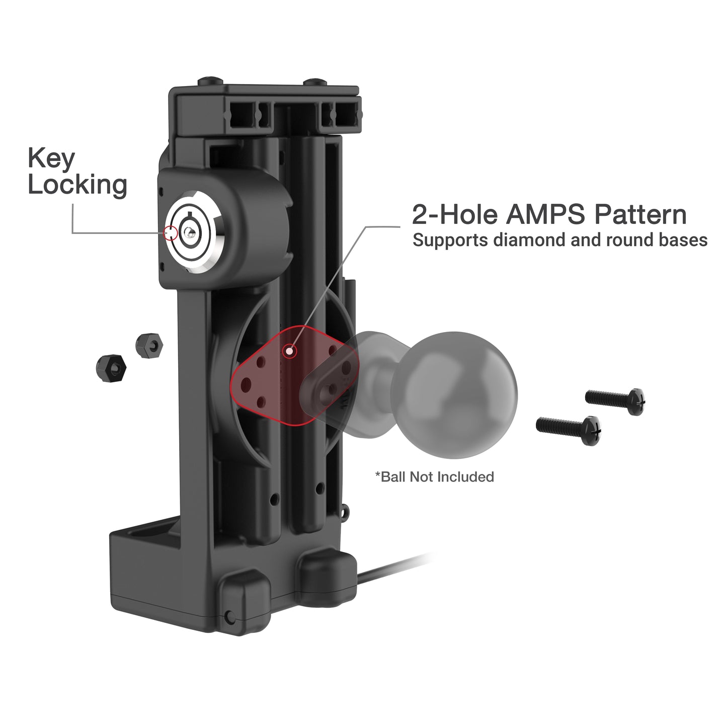 GDS® Uni-Conn™ Locking Spring Loaded Powered Dock (RAM-GDS-DOCKL-V12-U1CPU)