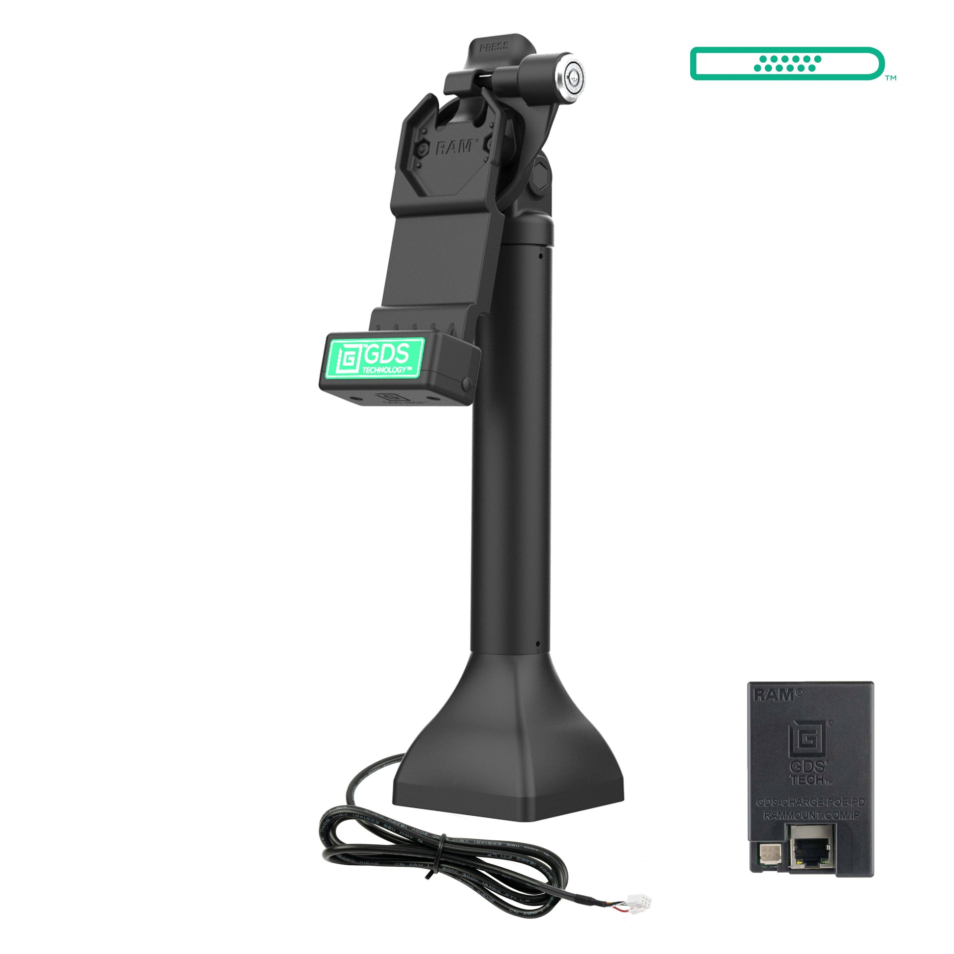 GDS® Uni-Conn™ 14" Locking Pedestal Dock with PoE (RAM-GDS-DOCKLR-D11-14-U1E)