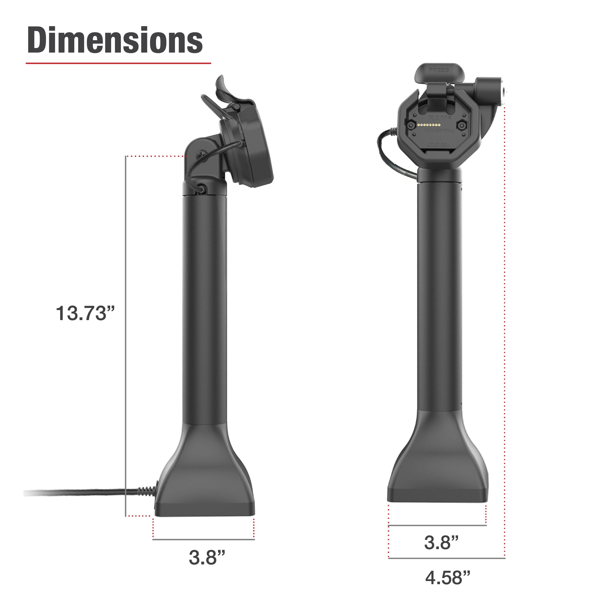 GDS® Uni-Conn™ Powered 14" Locking Pedestal Dock with USB-C (RAM-GDS-DOCKLR-D11-14-U3C)