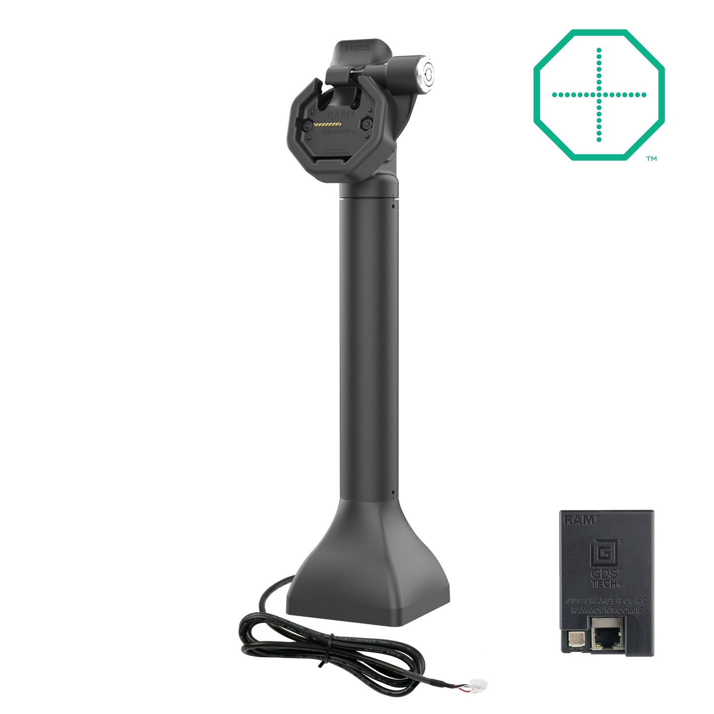 GDS® Uni-Conn™ Powered 14" Locking Pedestal Dock with PoE (RAM-GDS-DOCKLR-D11-14-U3E)