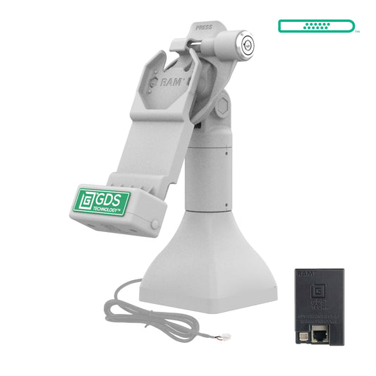 GDS® Uni-Conn™ 7" Locking Pedestal Dock with PoE - Gray (RAM-GDS-DOCKLR-D11-7-U1E-GRY)