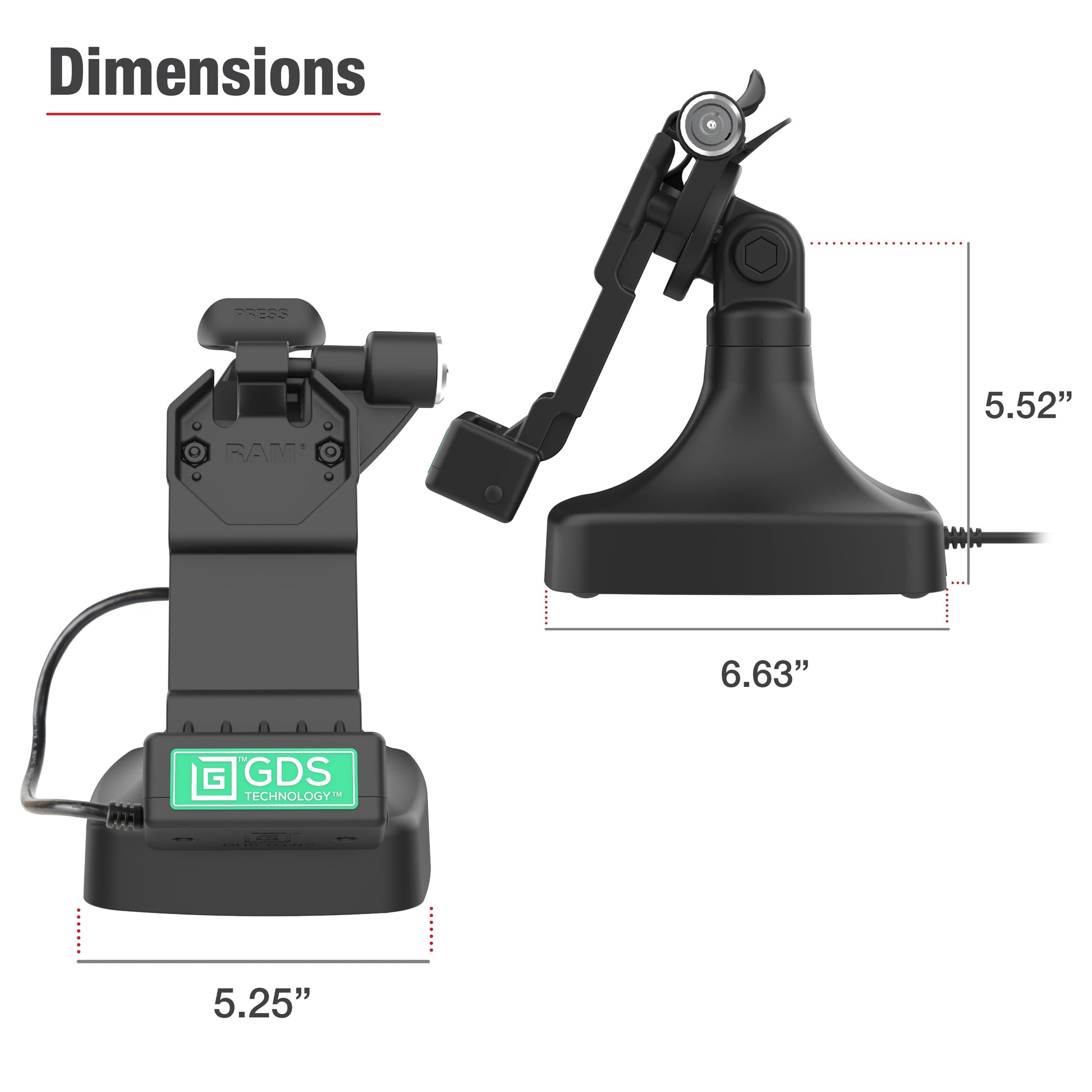 GDS® Uni-Conn™ Locking Tilt & Swivel Dock with USB-C (RAM-GDS-DOCKLR-D14-U1C)