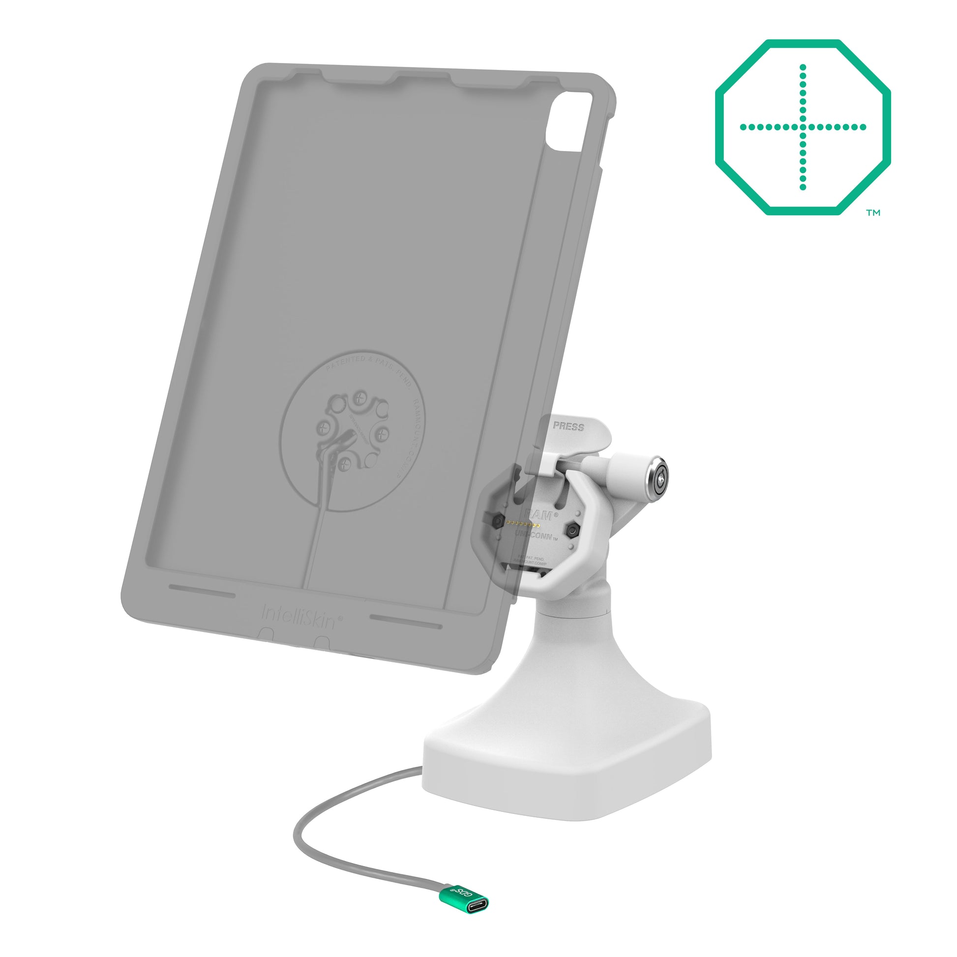 GDS® Uni-Conn™ Powered Locking Tilt & Swivel Dock with USB-C - Gray (RAM-GDS-DOCKLR-D14-U3C-GRY)