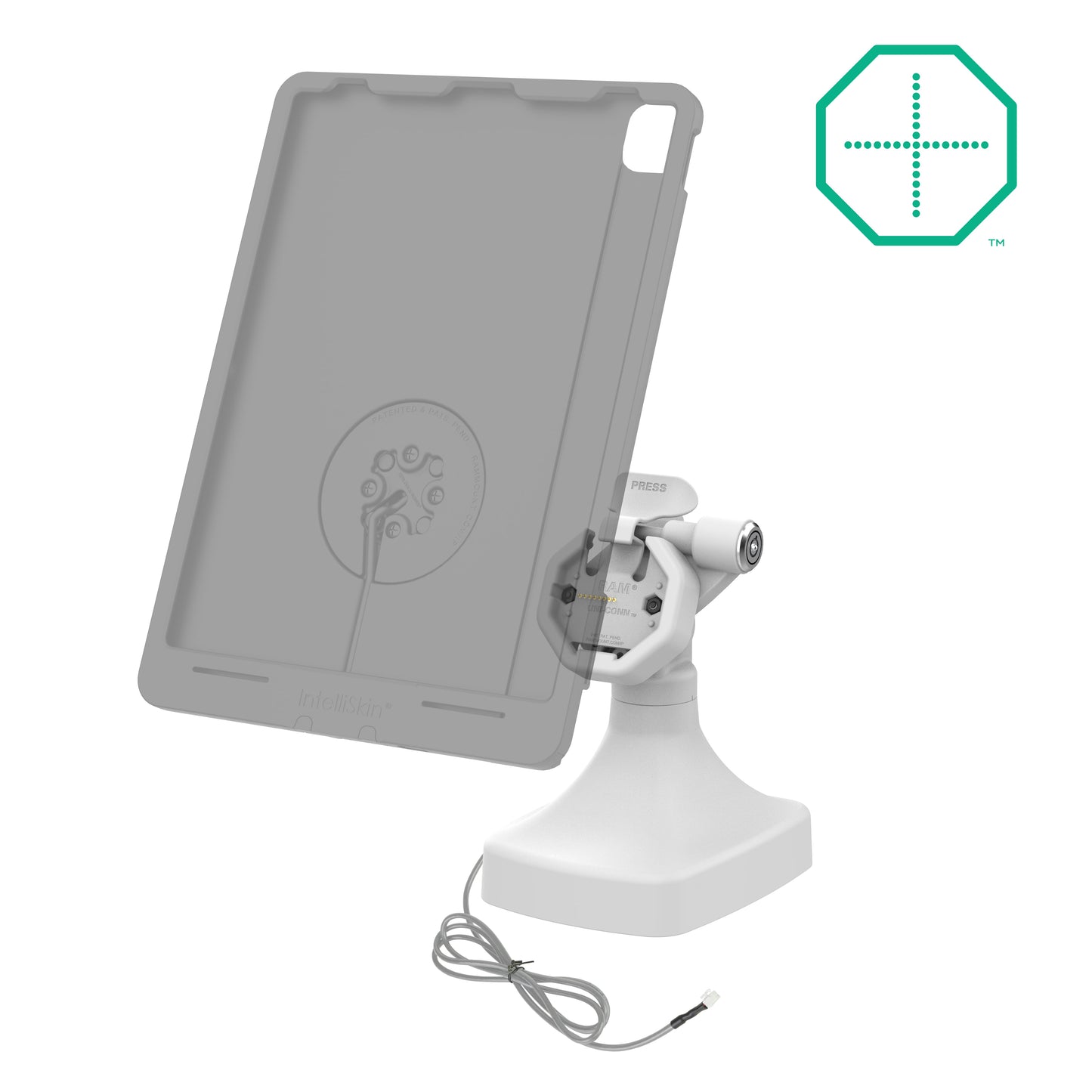 GDS® Uni-Conn™ Powered Locking Tilt & Swivel Dock with PoE - Gray (RAM-GDS-DOCKLR-D14-U3E-GRY)
