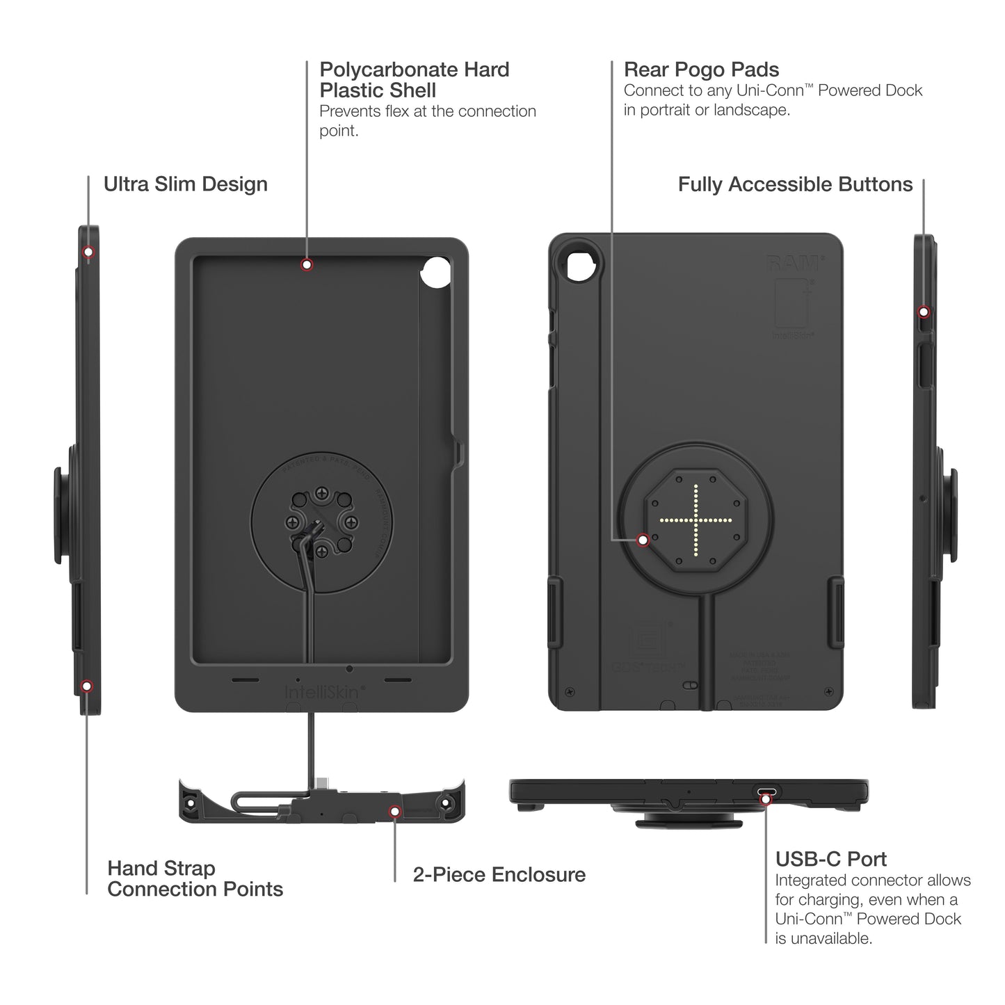 IntelliSkin® Thin-Case™ for Samsung Tab A9+ (Rear Pogo Pads) (RAM-GDS-SKIN-SAM88-TCB)