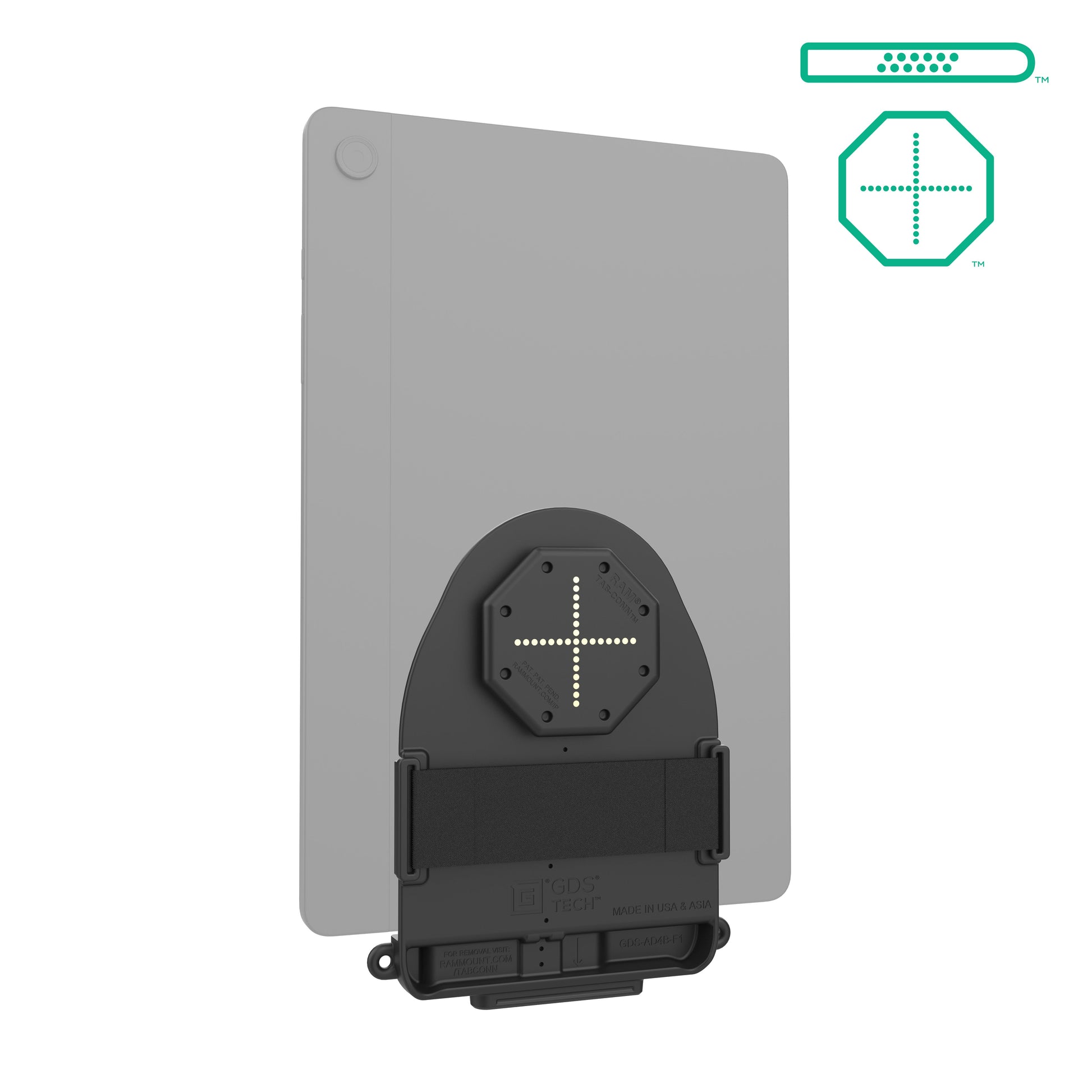 GDS® Tab-Conn™ for Tablets Without Case (D Shape & Rear Pogo Pads) (RAM-GDS-TABC-B1DB)