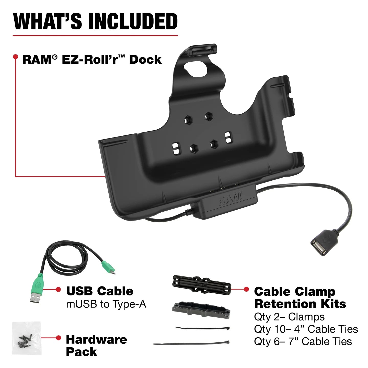 RAM® EZ-Roll'r™ Power & Data Cradle for Samsung Galaxy Tab Active Pro / Tab Active4 Pro (RAM-HOL-SAM52PDU)