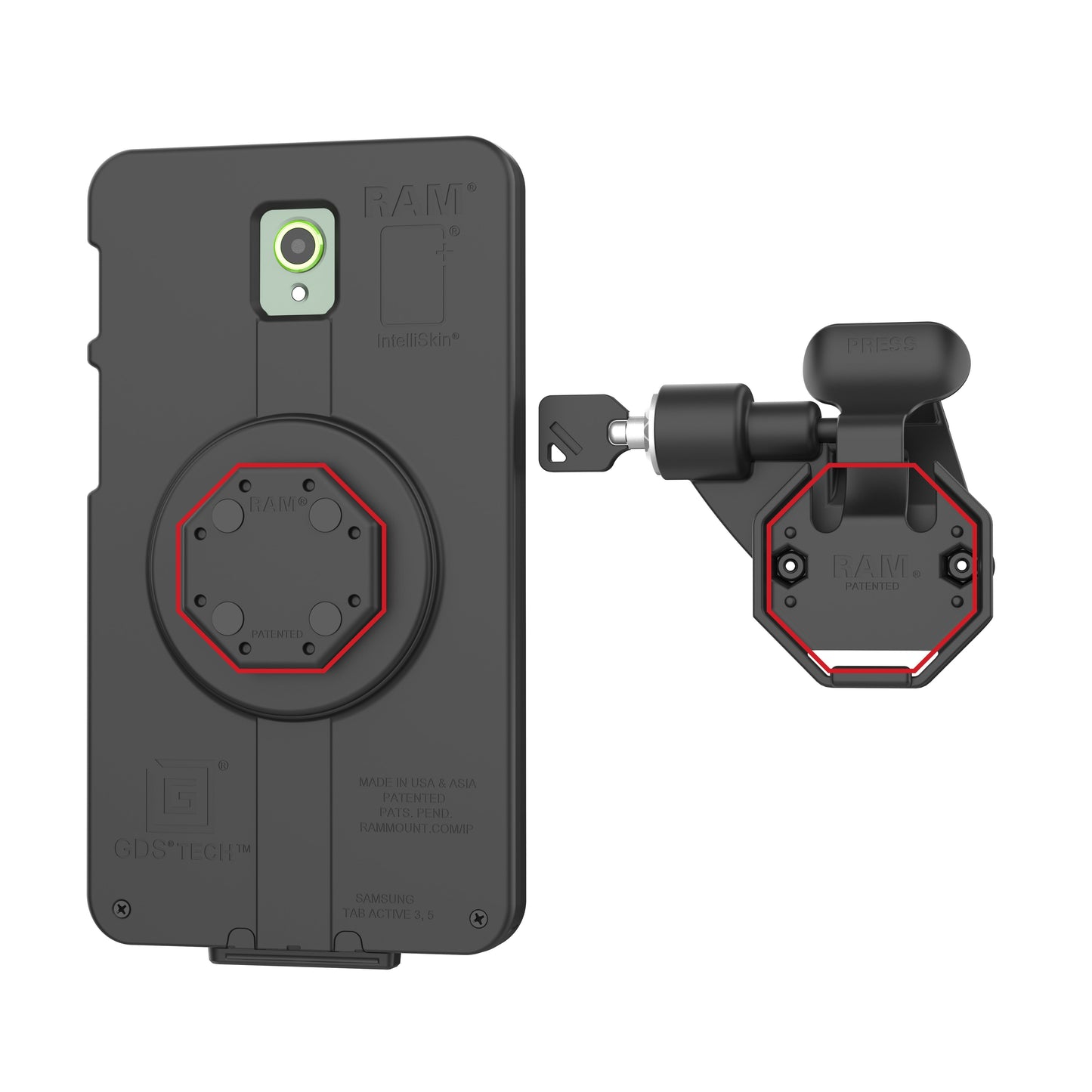 RAM® Left Locking Holder for Tablets with GDS® Uni-Conn™ Button (RAM-HOL-U1LLU)