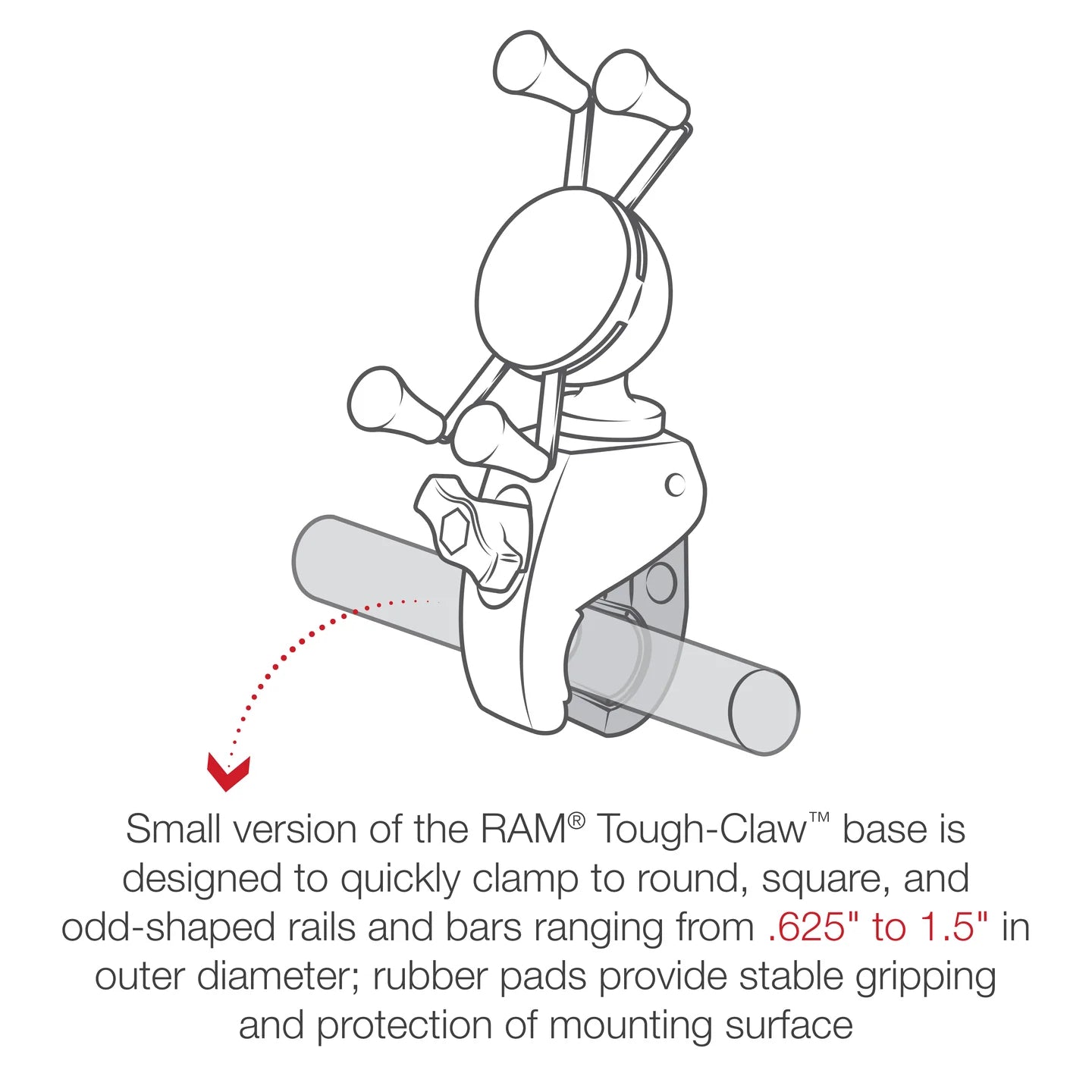 RAM Tough-Claw™ Mount with X-Grip® Universal Cradle (RAM-HOL-UN7-400U)