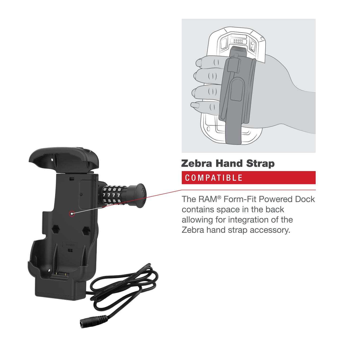 RAM® Combo-Locking Form-Fit Powered Dock for Zebra TC73 & TC78 (RAM-HOL-ZE17CL-1U)