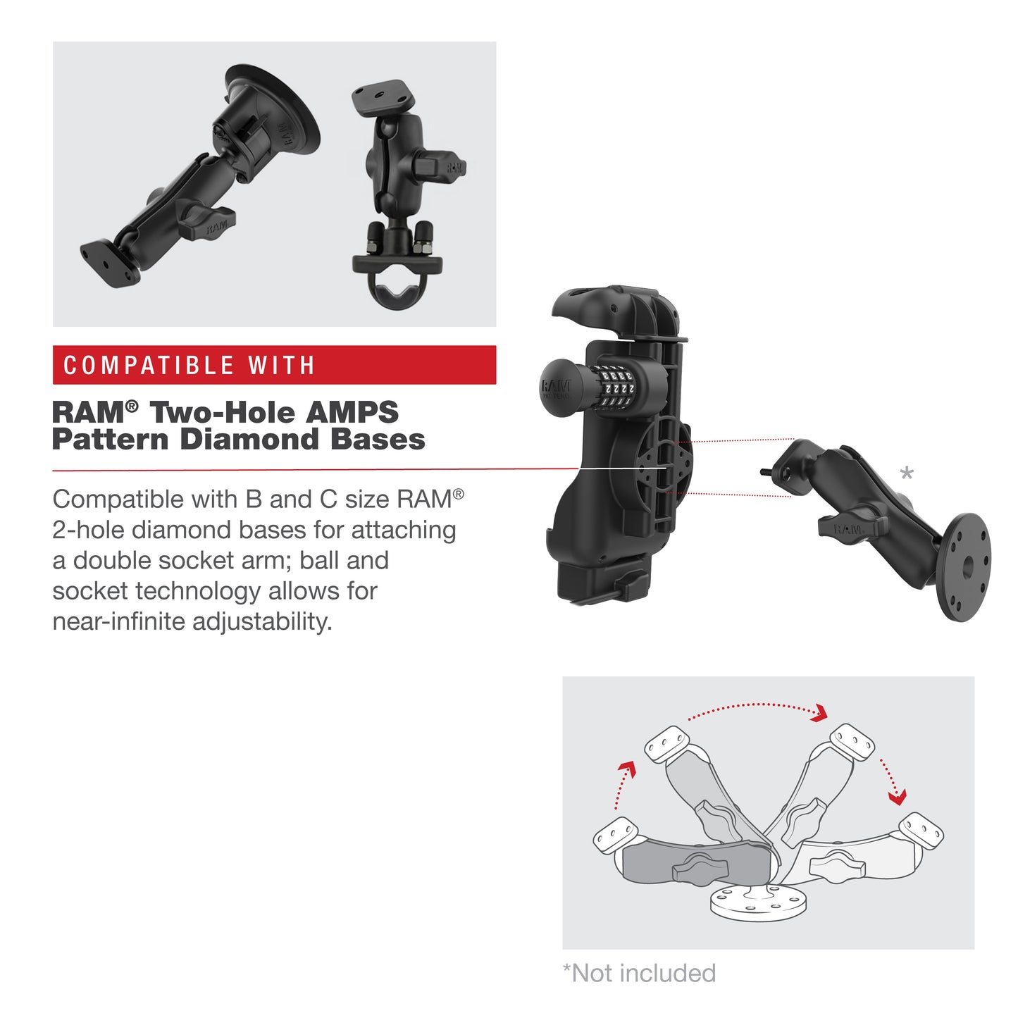 RAM® Combo-Locking Form-Fit Powered Dock for Zebra TC73 & TC78 (RAM-HOL-ZE17CL-1U)