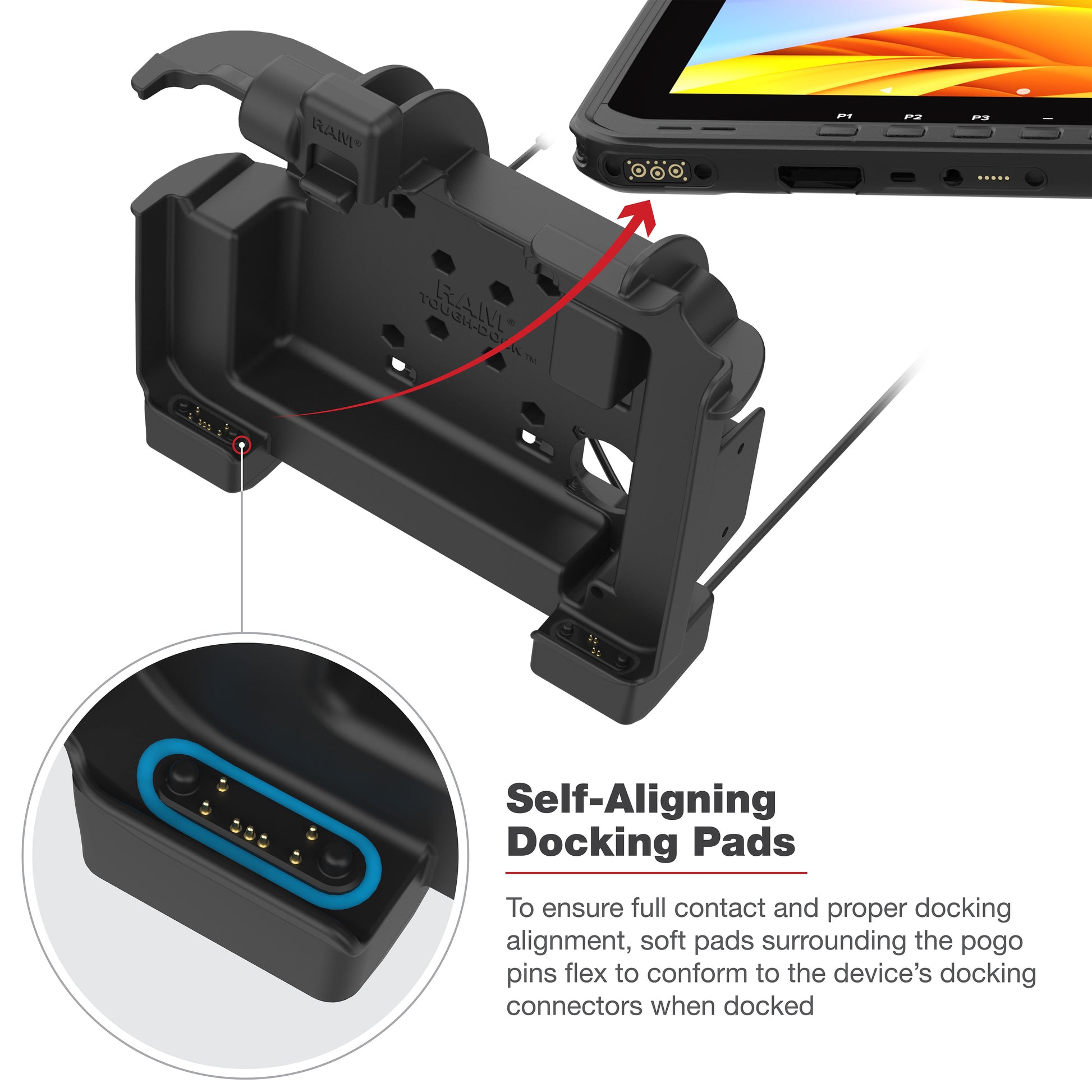 RAM® Power + Dual USB Locking Dock for Zebra ET6x (RAM-HOL-ZE25PD2LU)
