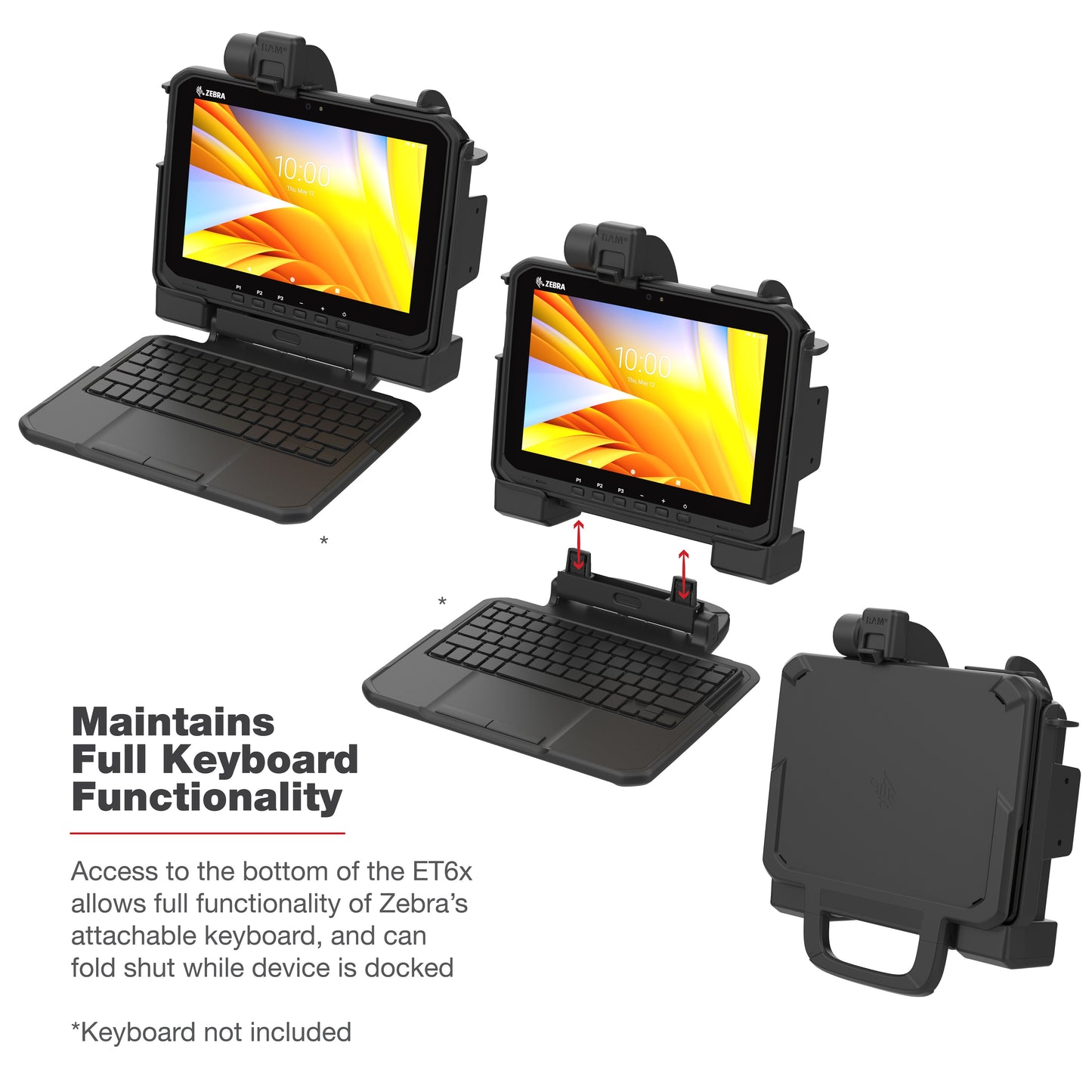 RAM® Power + Dual USB Locking Dock for Zebra ET6x (RAM-HOL-ZE25PD2LU)