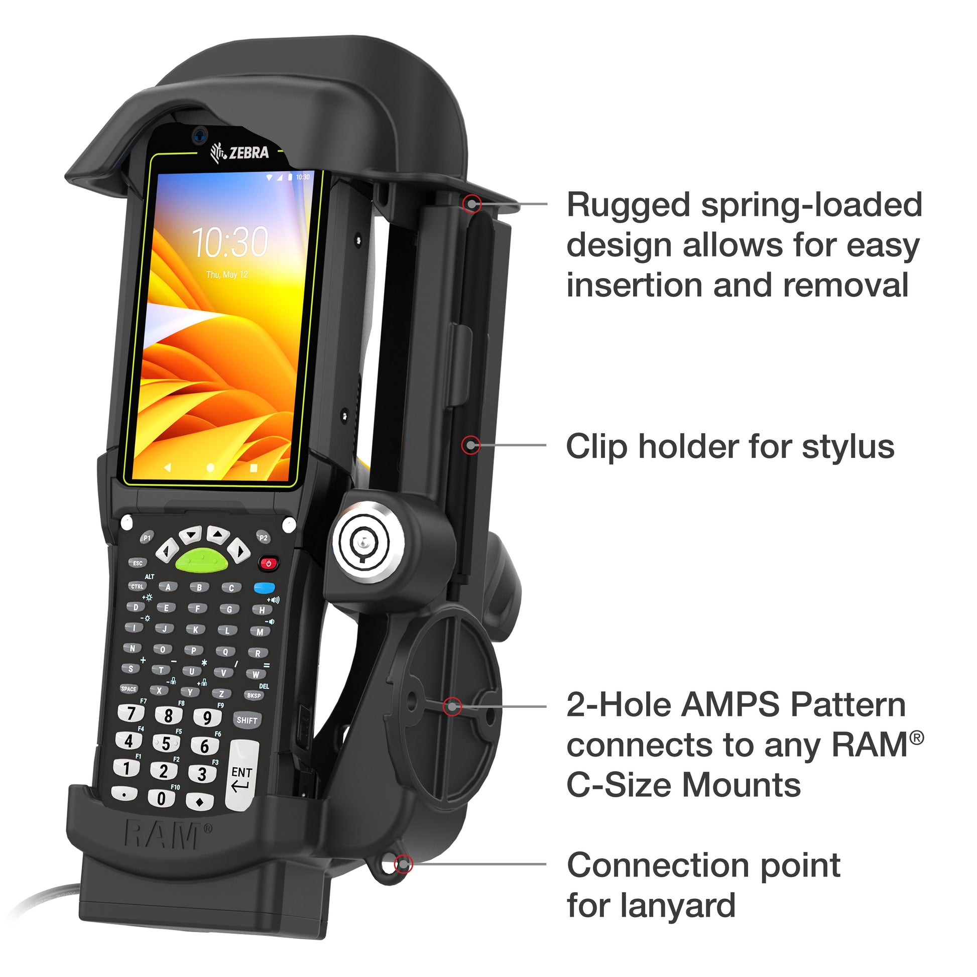 RAM® Locking Powered Dock for Zebra MC9400 & MC9300 (RAM-HOL-ZE32PLU)